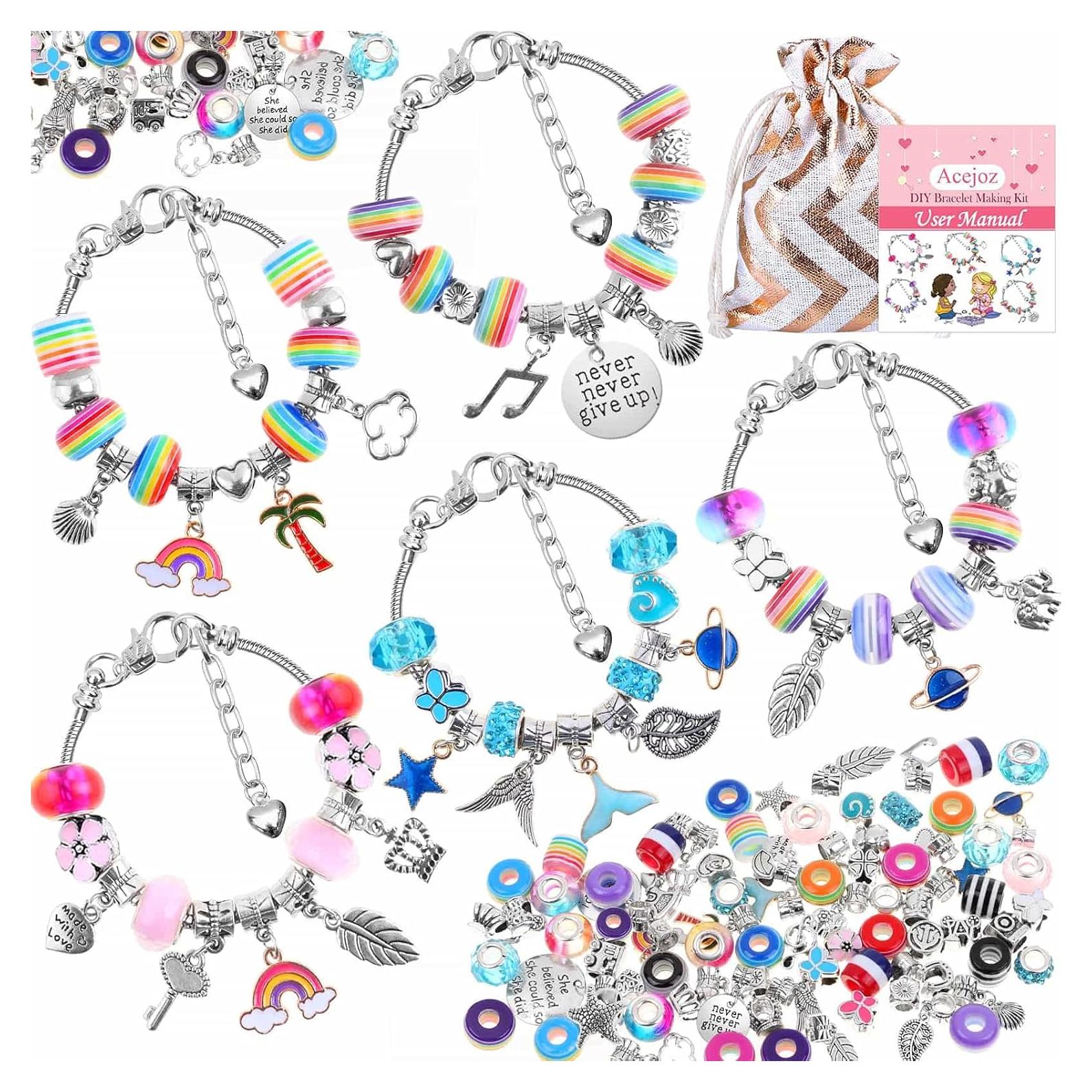 Kit de fabricación de pulseras con encanto Acejoz 85 Pcs DIY