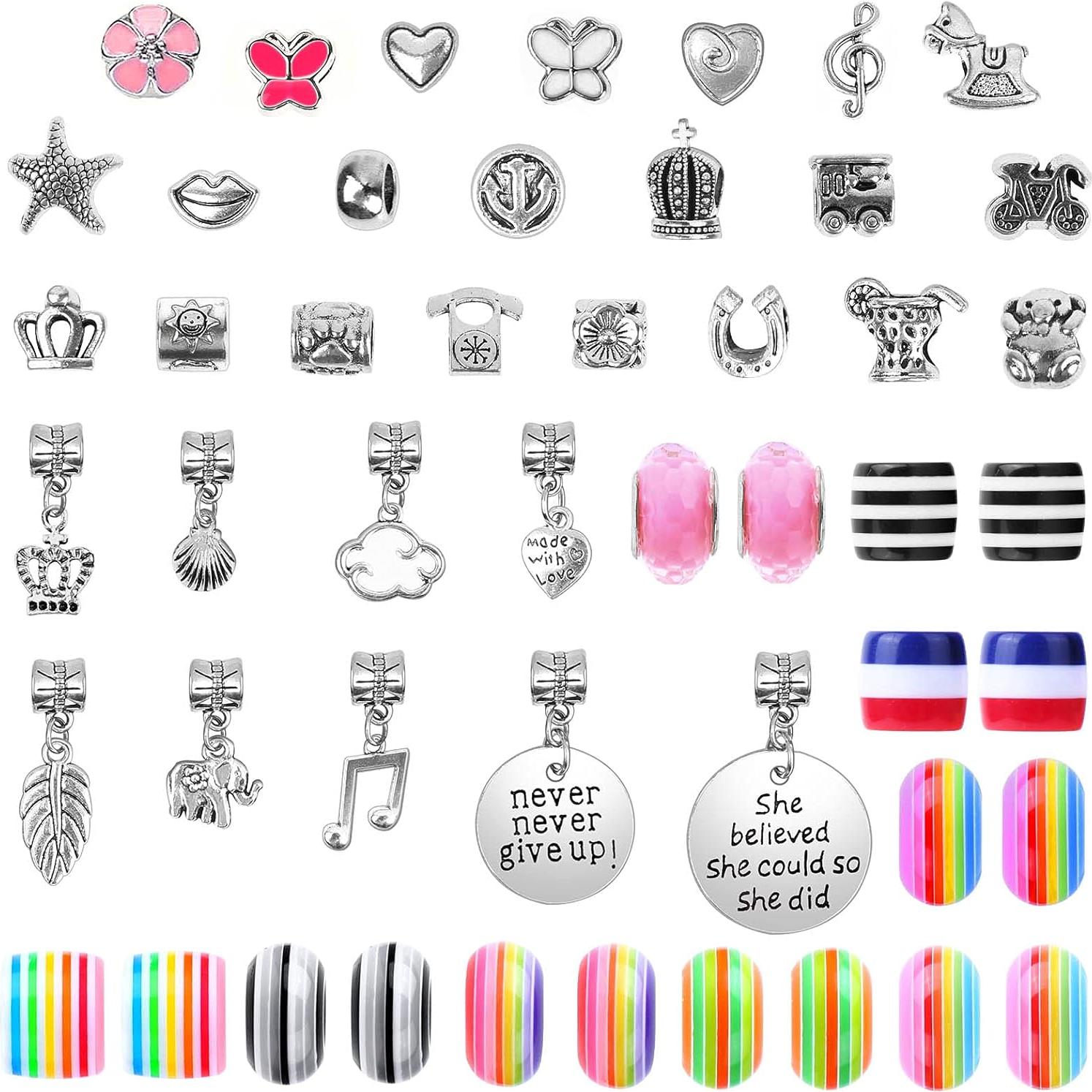 Kit de fabricación de pulseras con encanto Acejoz 85 Pcs DIY