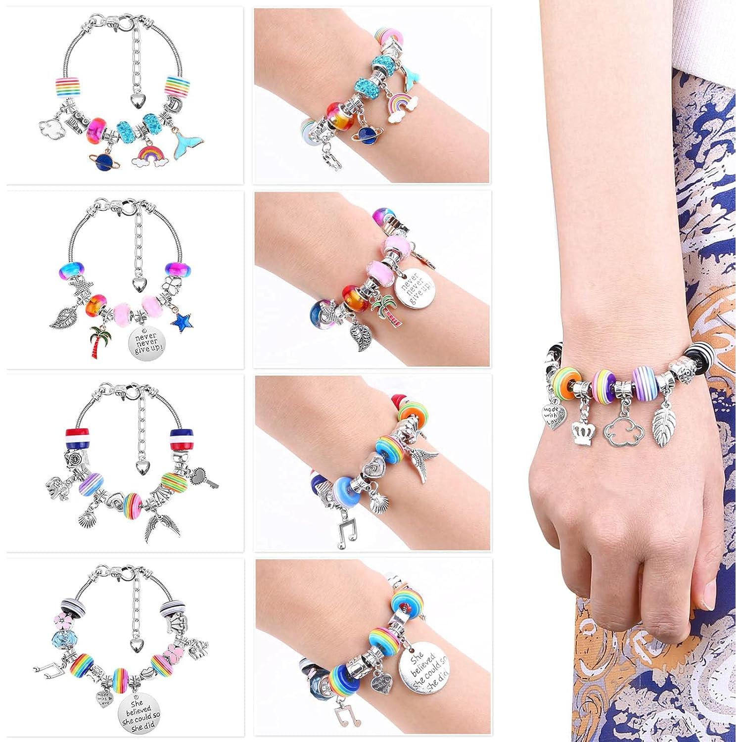 Kit de fabricación de pulseras con encanto Acejoz 85 Pcs DIY