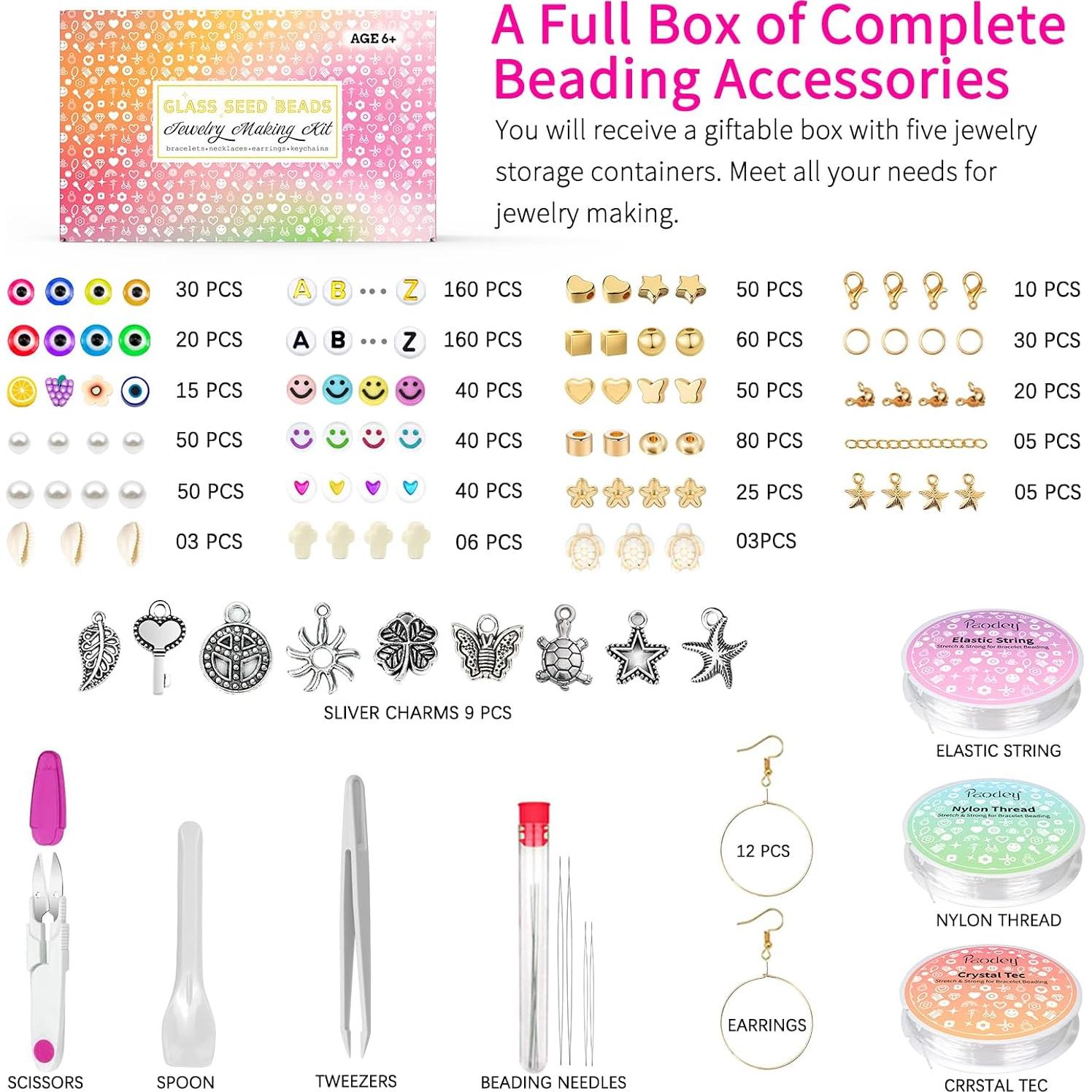 Kit de Cuentas de Vidrio 4mm 15500pcs para Joyería DIY