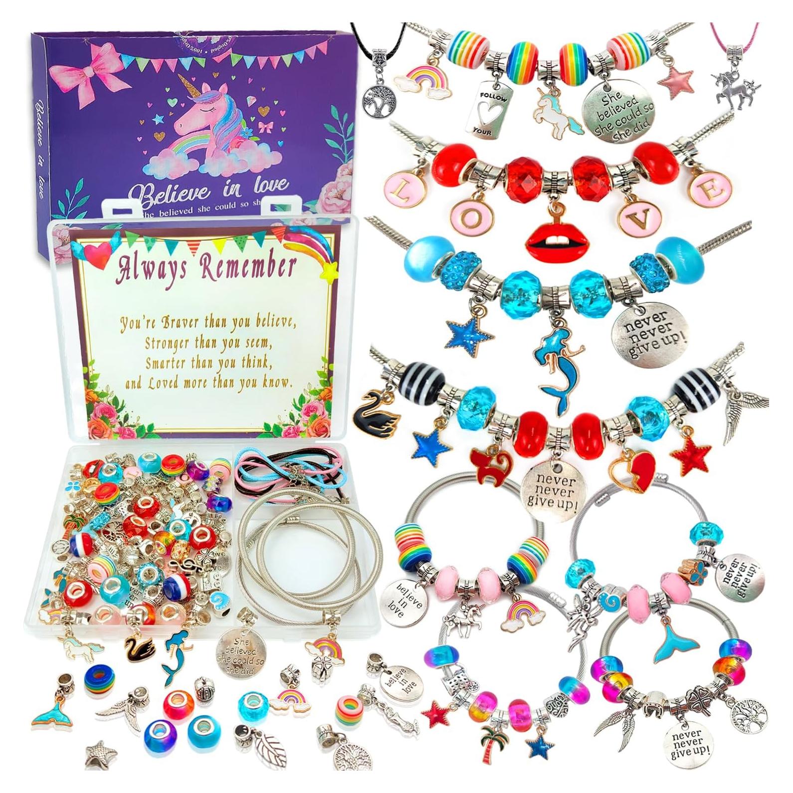 Kit de Pulseras de Encanto klmars - Manualidades para Niñas 79 Piezas