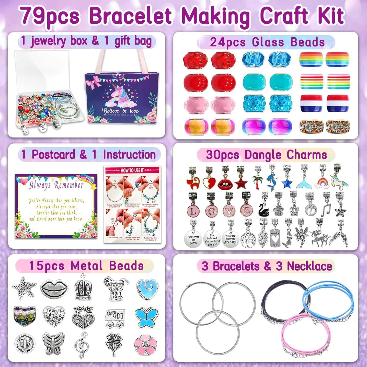 Kit de Pulseras de Encanto klmars - Manualidades para Niñas 79 Piezas