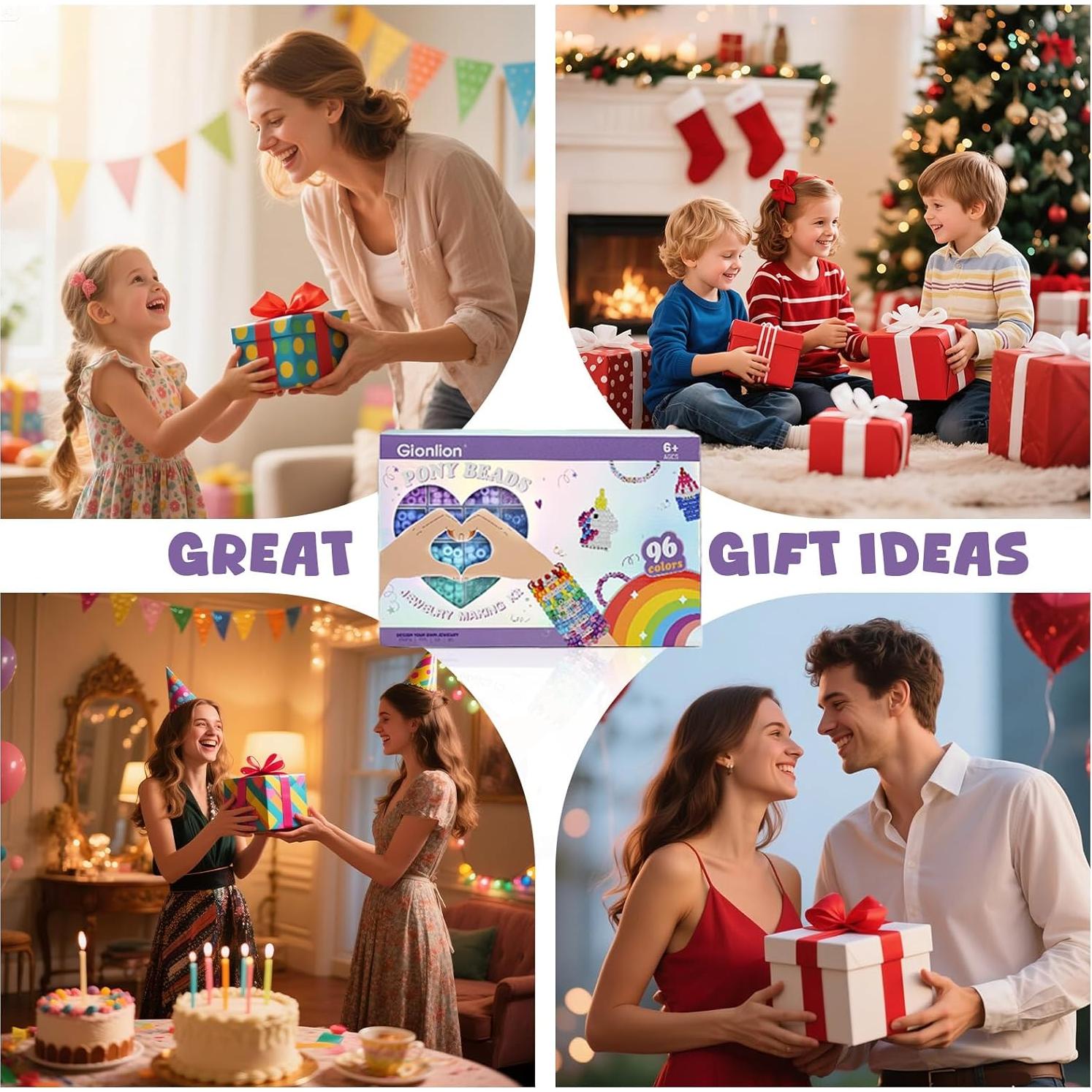 Kit de Fabricación de Pulseras Gionlion 3550 Piezas 96 Colores