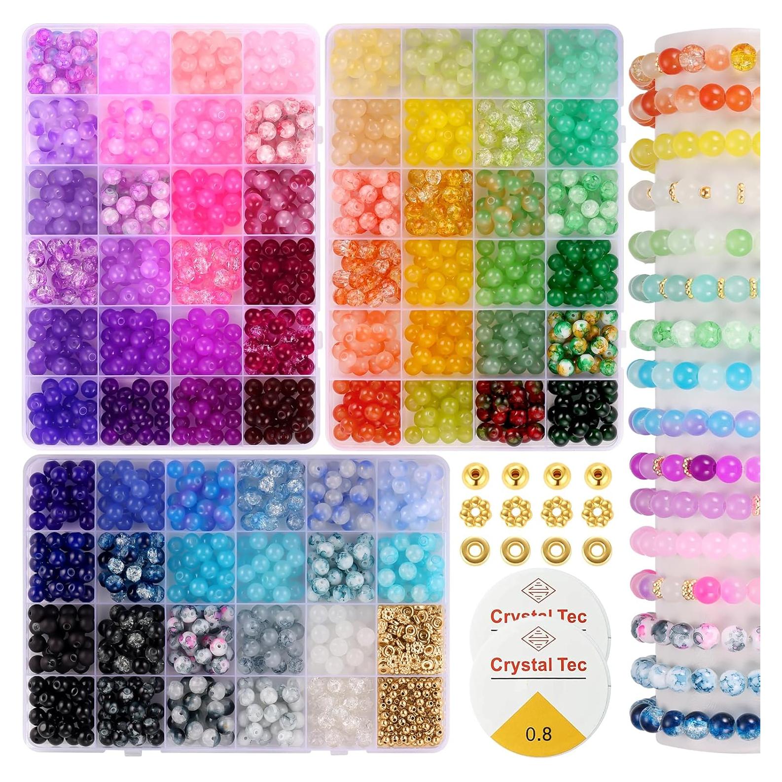 Kit de Pulseras de Perlas de Vidrio 8mm Funtopia 1540pcs DIY
