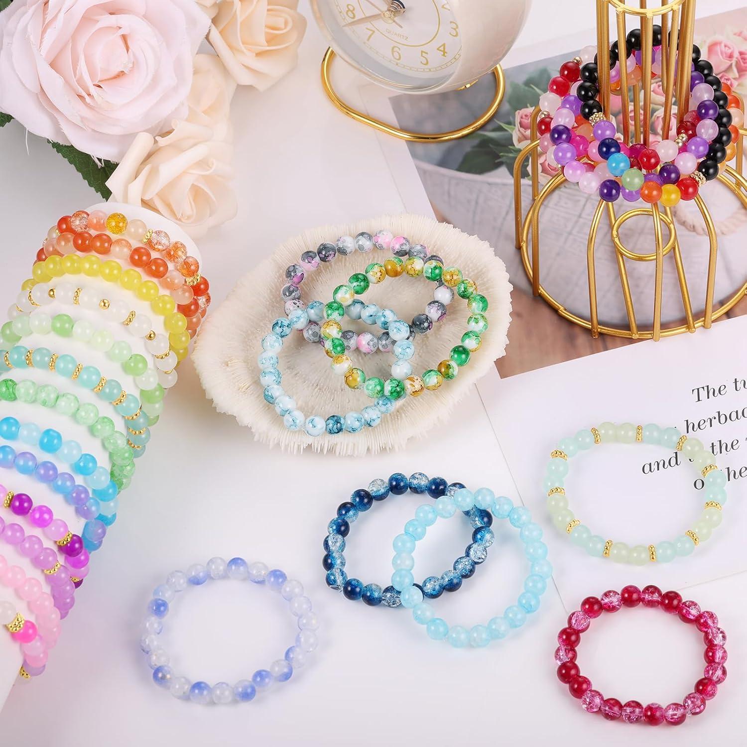 Kit de Pulseras de Perlas de Vidrio 8mm Funtopia 1540pcs DIY