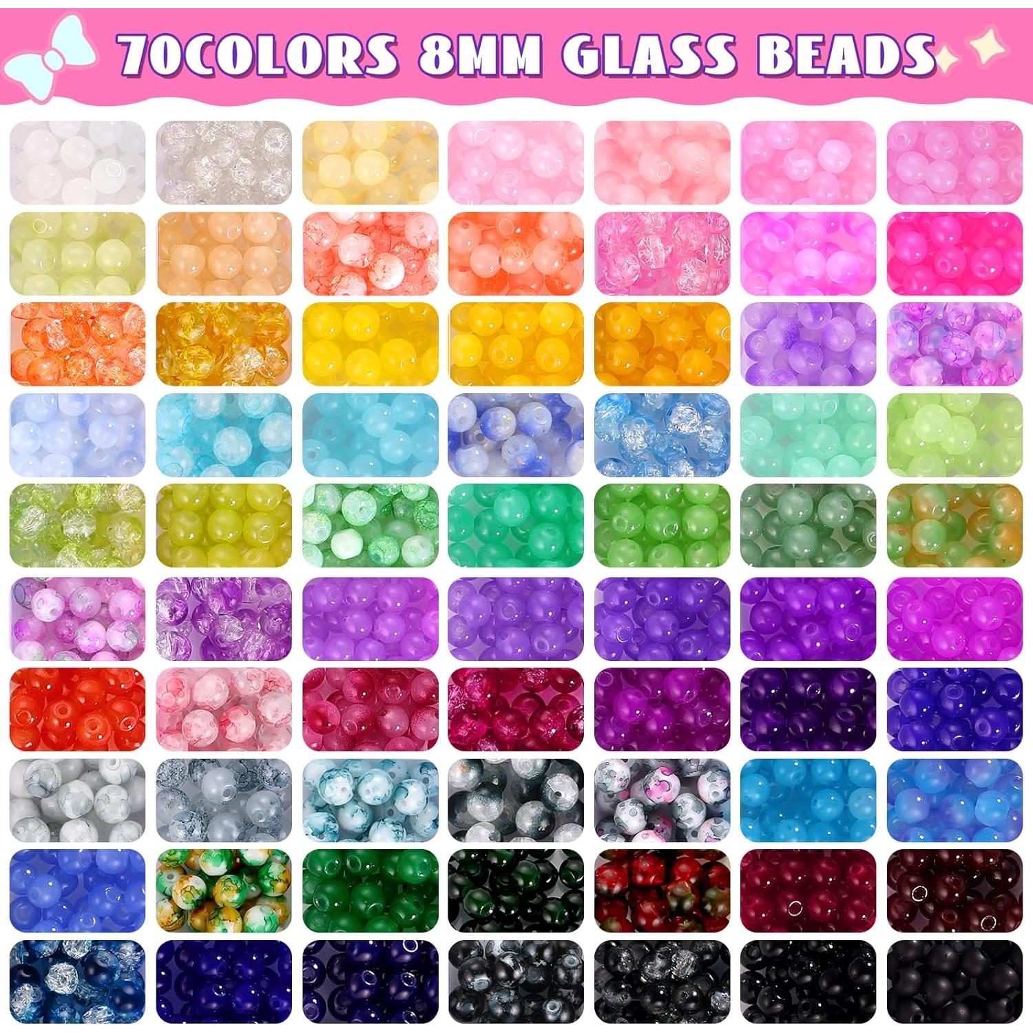 Kit de Pulseras de Perlas de Vidrio 8mm Funtopia 1540pcs DIY