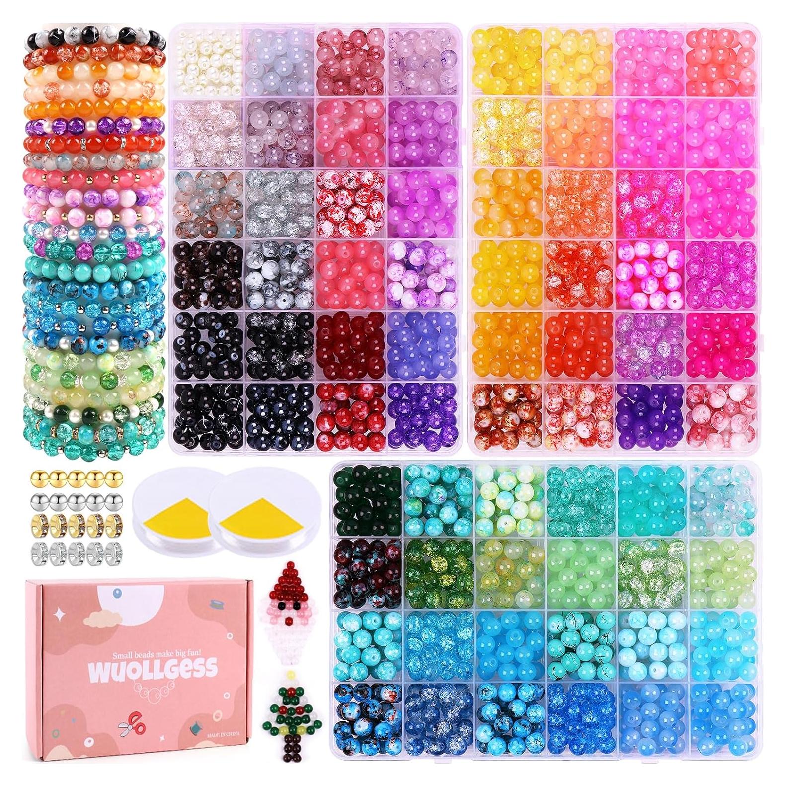 Kit de Pulseras de 2080 Perlas de Vidrio Wuollgess 8mm