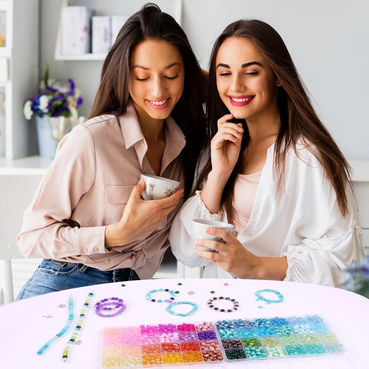 Kit de Pulseras de 2080 Perlas de Vidrio Wuollgess 8mm