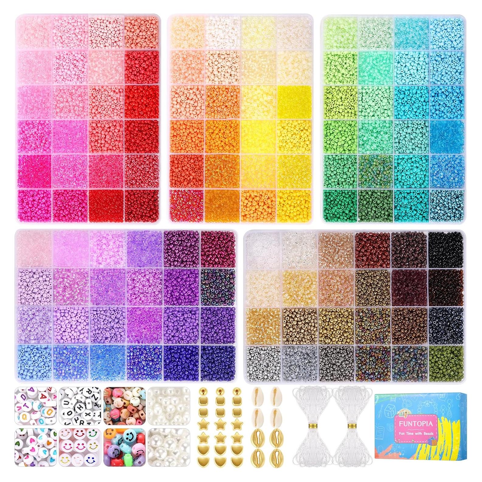 Kit de Joyería Funtopia 37000 Piezas 3mm Perlas de Vidrio