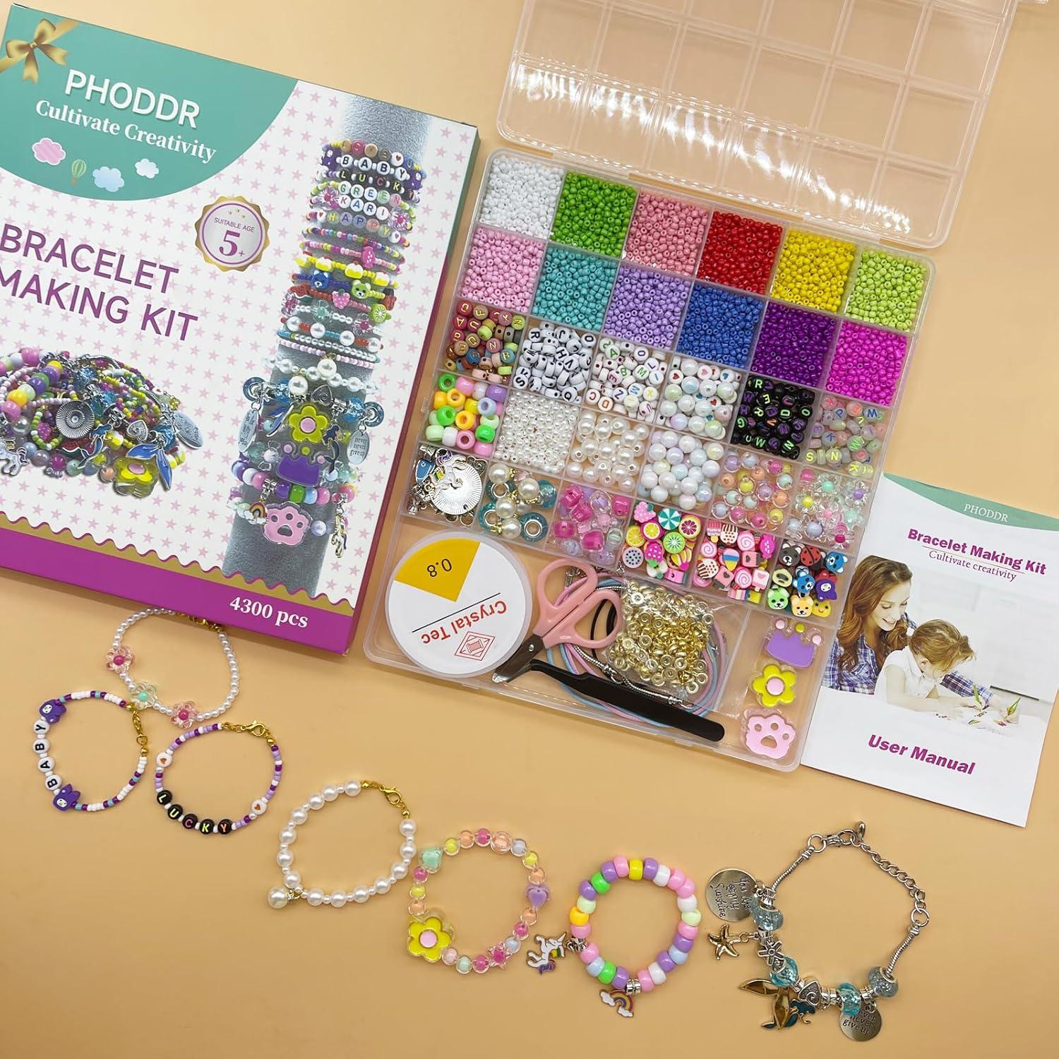 Kit de Fabricación de Pulseras PHODDR 4300 Piezas para Niñas