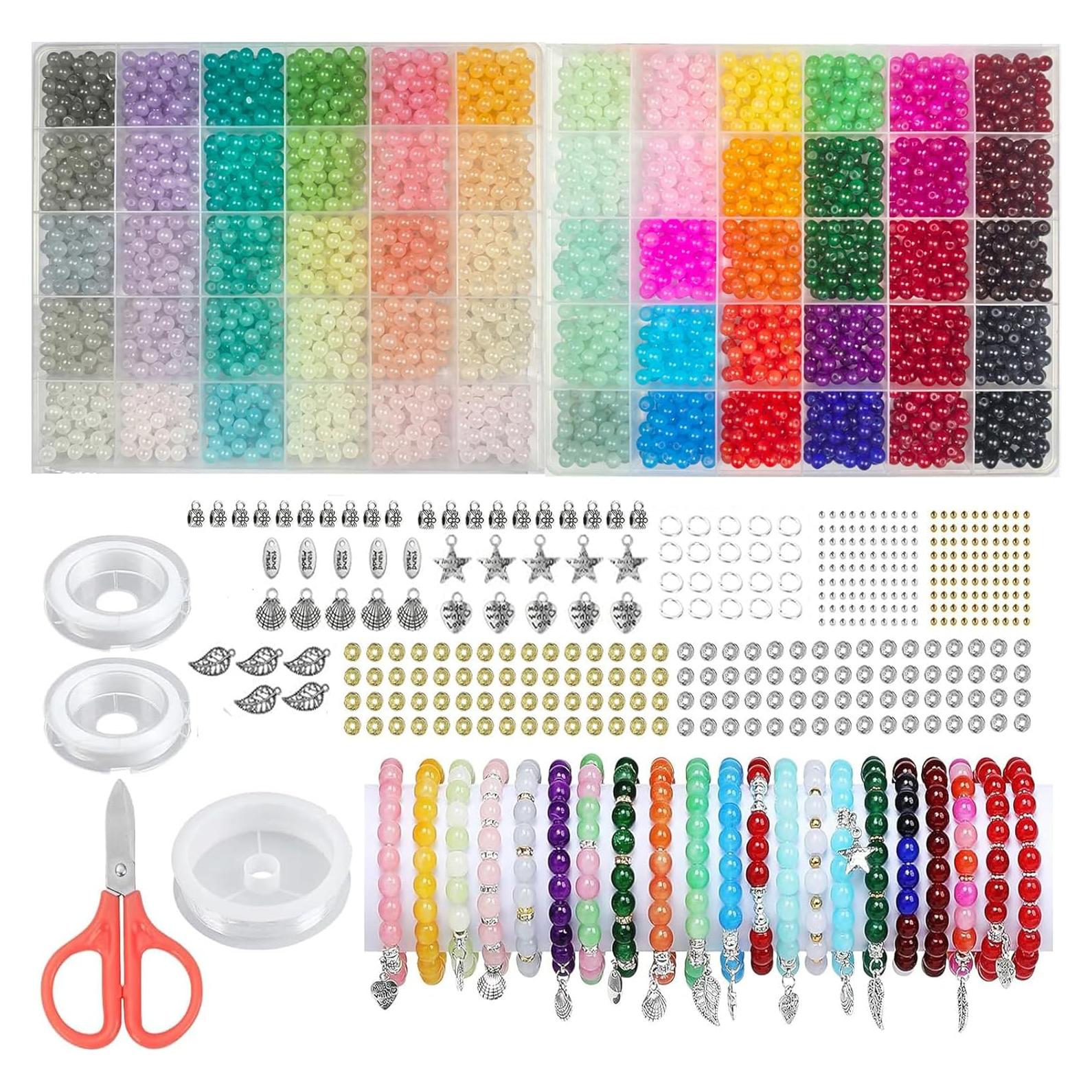 Kit de cuentas de vidrio BeadRiver 6mm 3385 piezas 60 colores