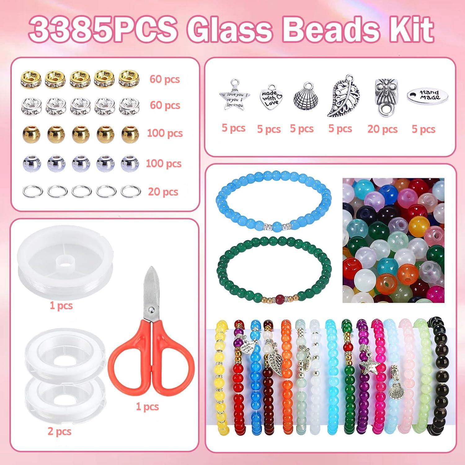 Kit de cuentas de vidrio BeadRiver 6mm 3385 piezas 60 colores