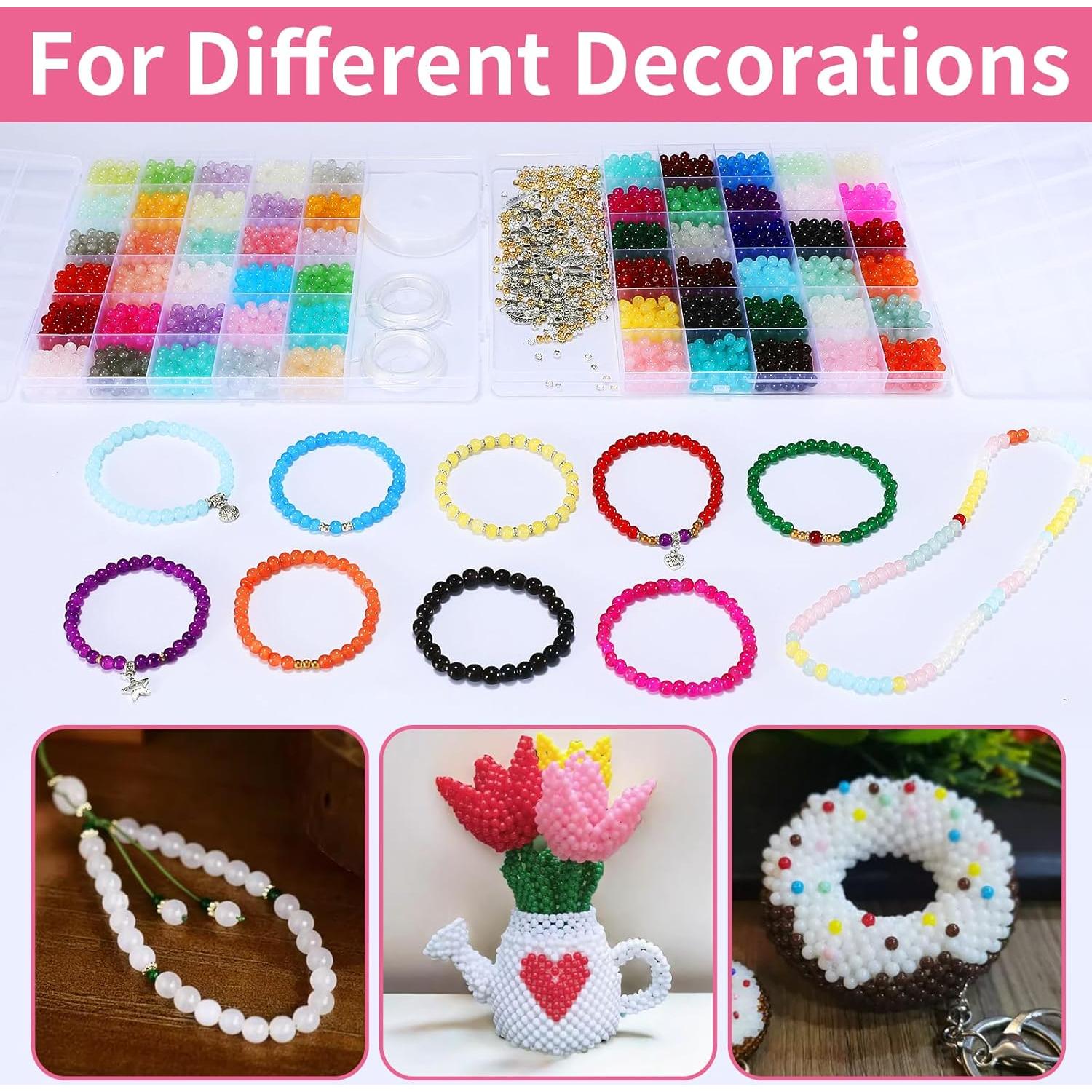 Kit de cuentas de vidrio BeadRiver 6mm 3385 piezas 60 colores