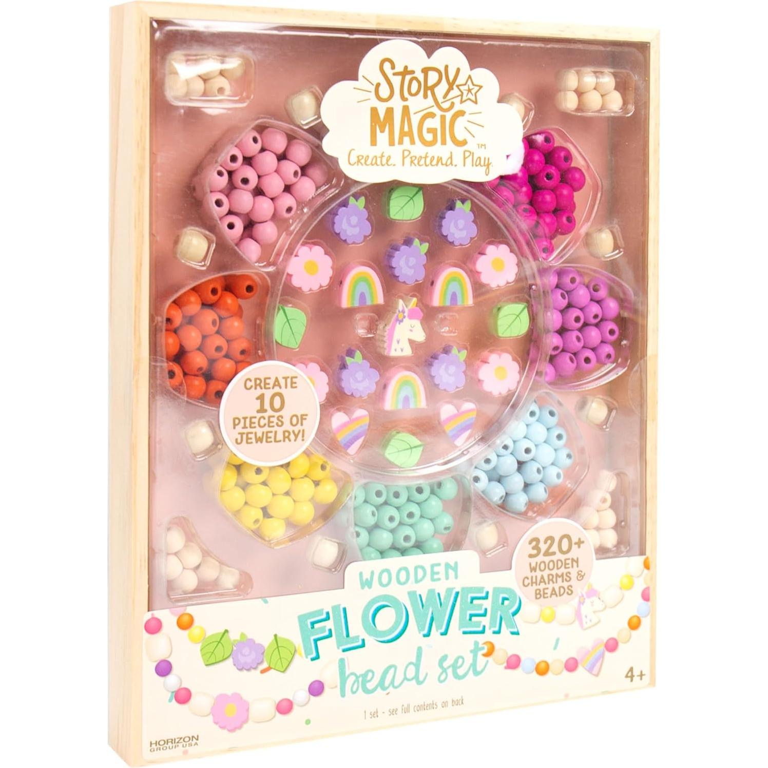 Juego de Cuentas de Flores de Madera Story Magic - 339 Piezas