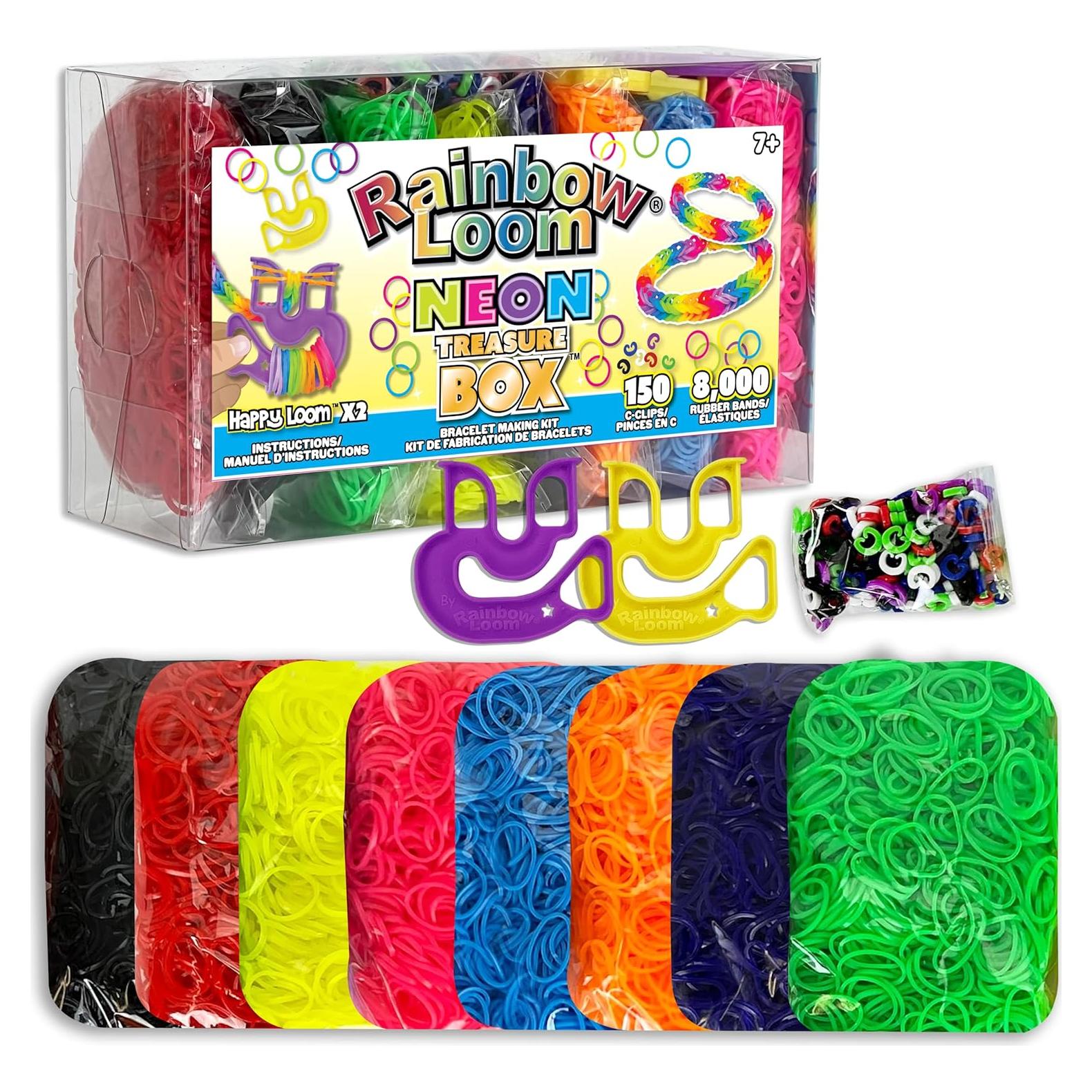 Caja del Tesoro Rainbow Loom Neón - 8000 Bandas de Goma