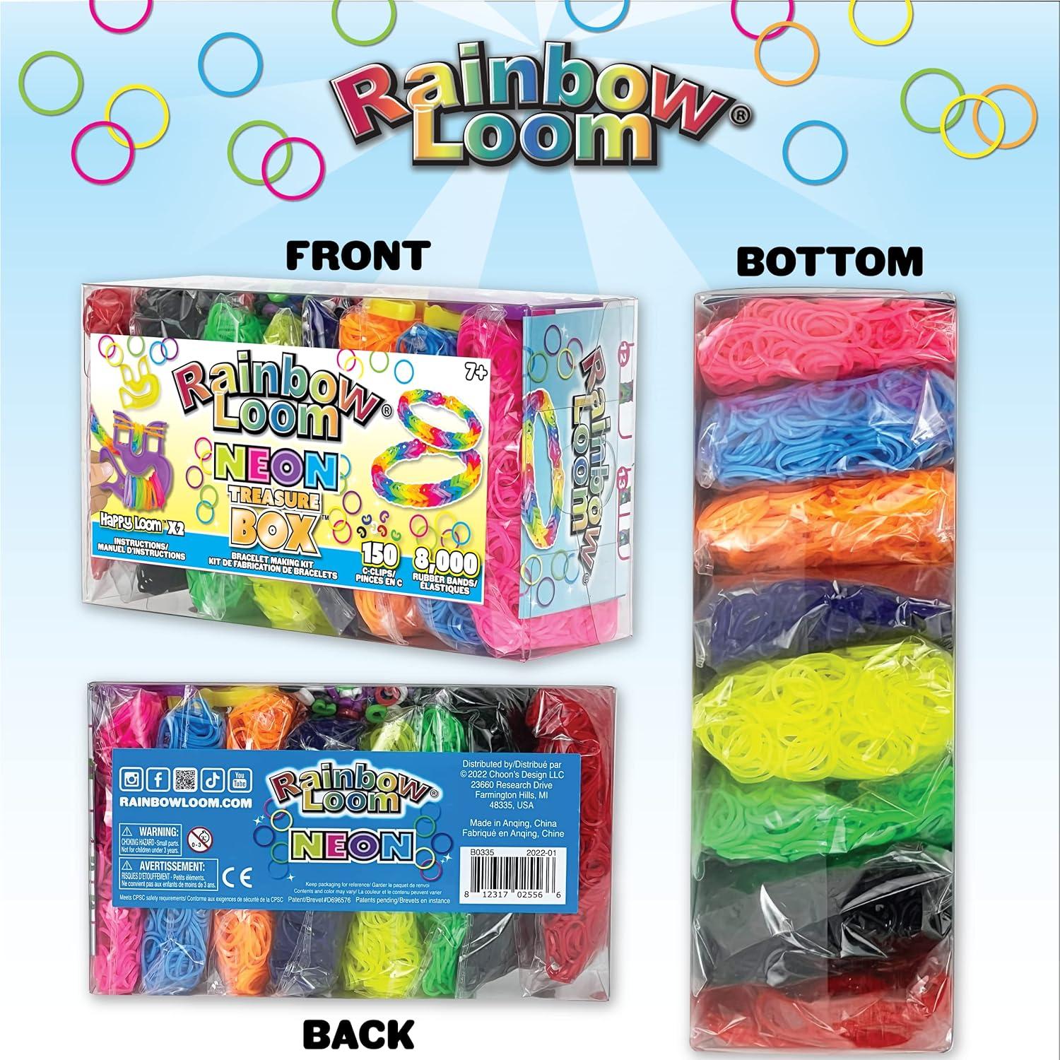 Caja del Tesoro Rainbow Loom Neón - 8000 Bandas de Goma