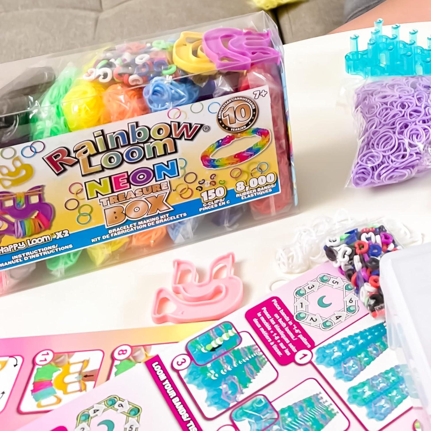 Caja del Tesoro Rainbow Loom Neón - 8000 Bandas de Goma
