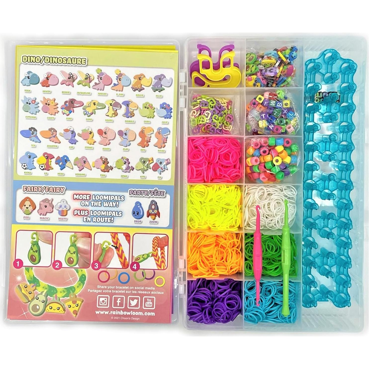 Kit de Pulsera Rainbow Loom Combo Loomi-Pal 2300 Bandas