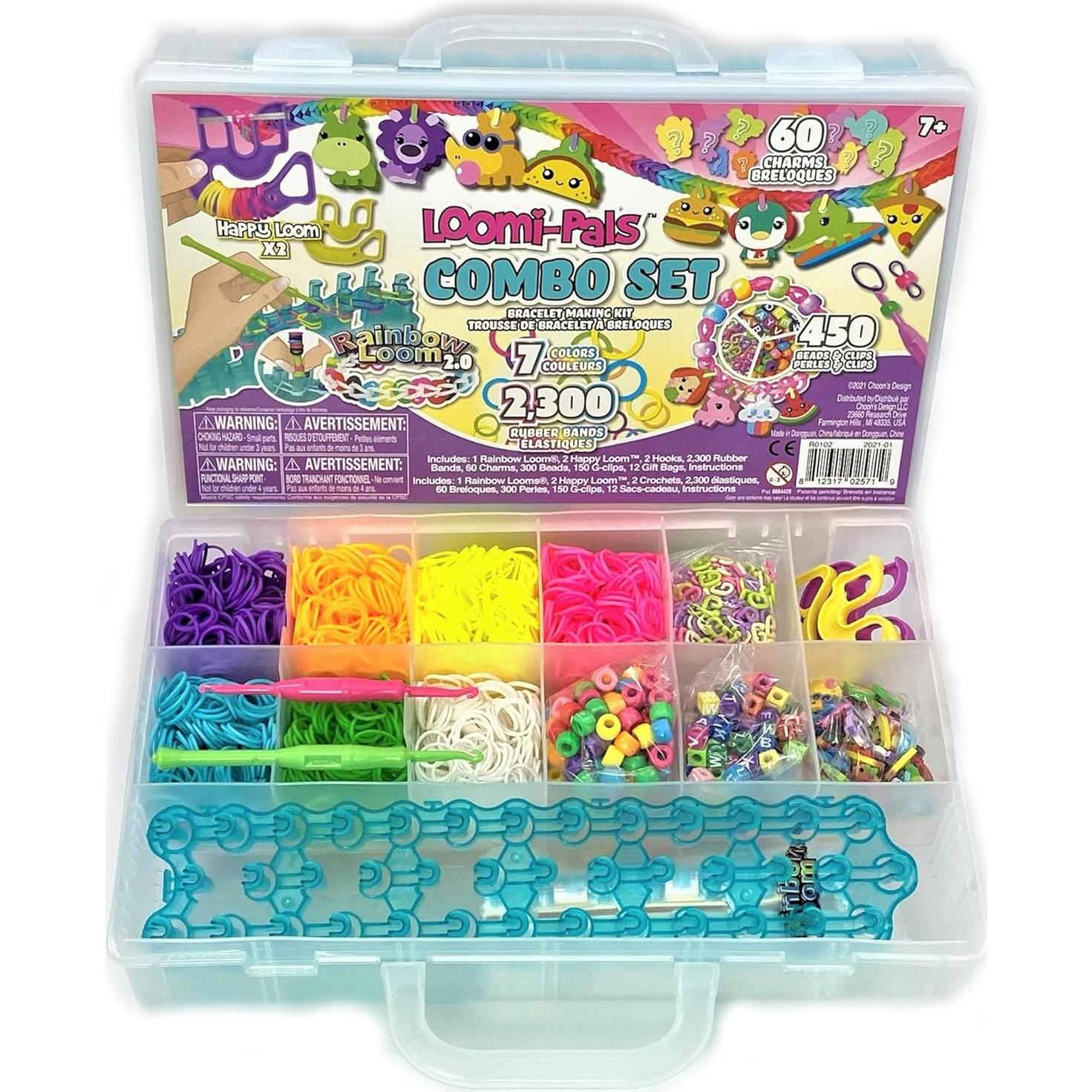 Kit de Pulsera Rainbow Loom Combo Loomi-Pal 2300 Bandas