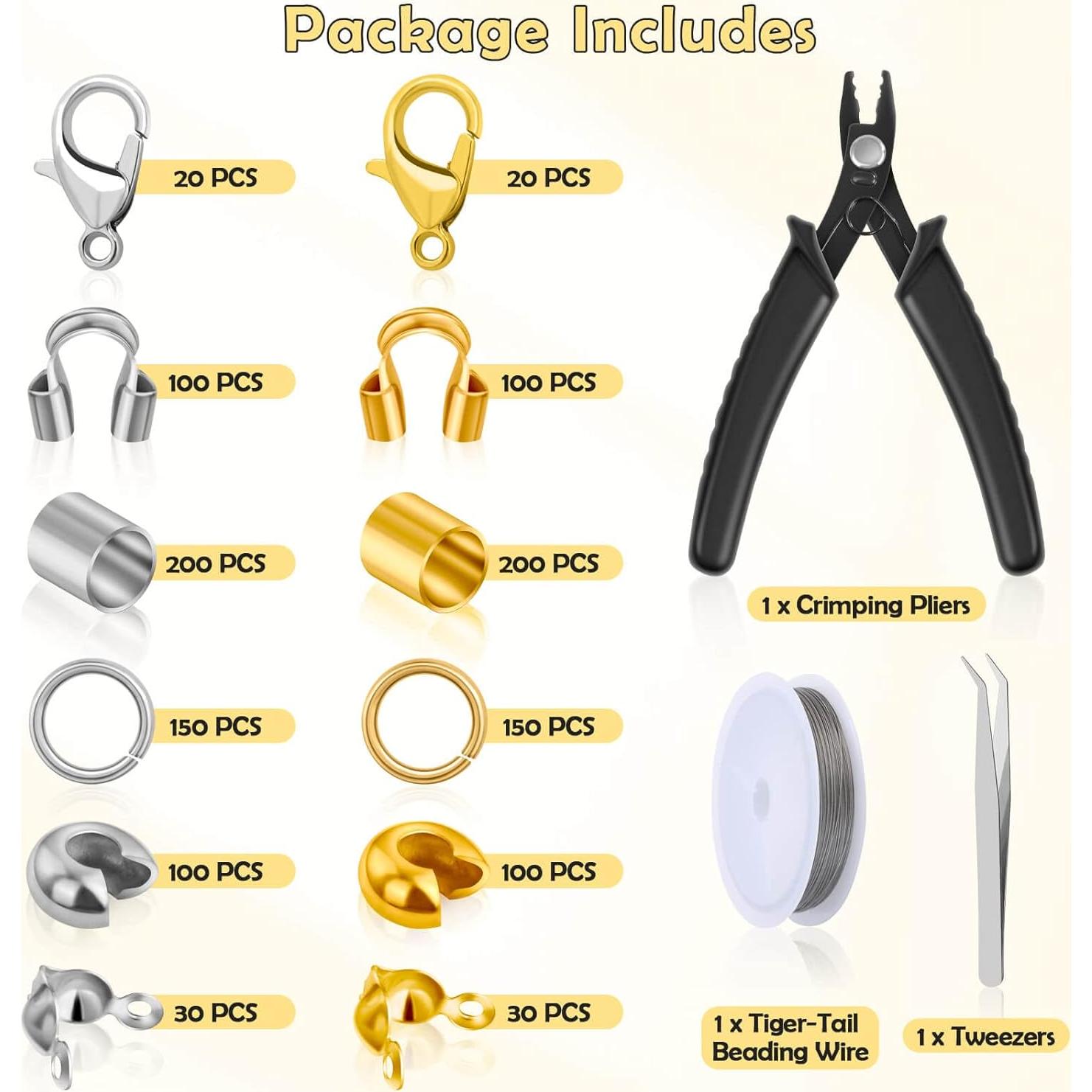 Kit de 1200 Piezas de Cuentas de Crimpado Acejoz - Joyas