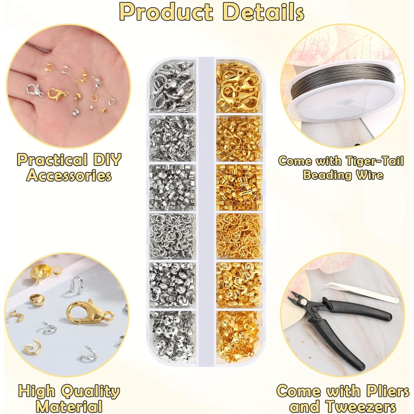 Kit de 1200 Piezas de Cuentas de Crimpado Acejoz - Joyas