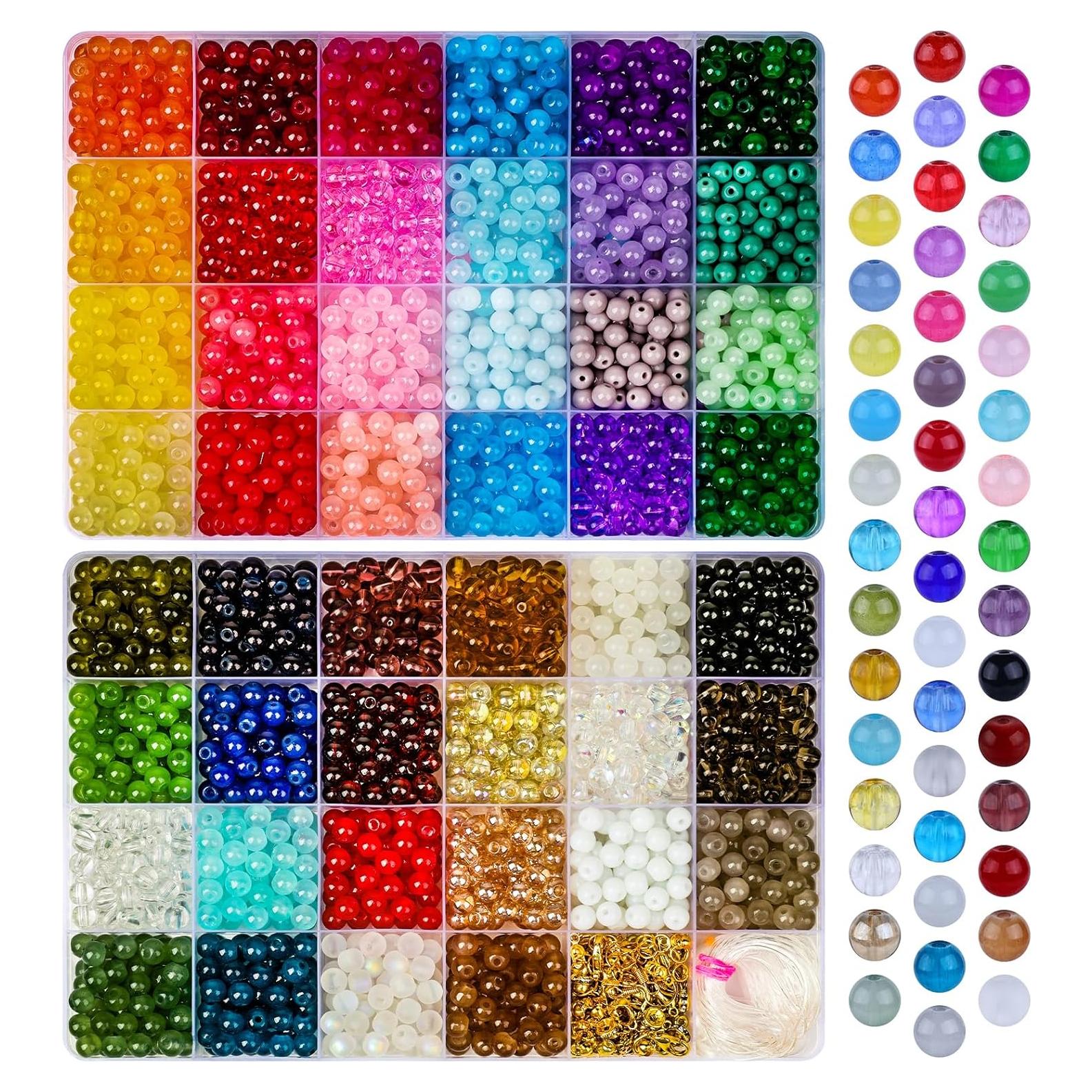 Kit de Perlas de Vidrio 2500 Piezas XSEINO 6mm 46 Colores