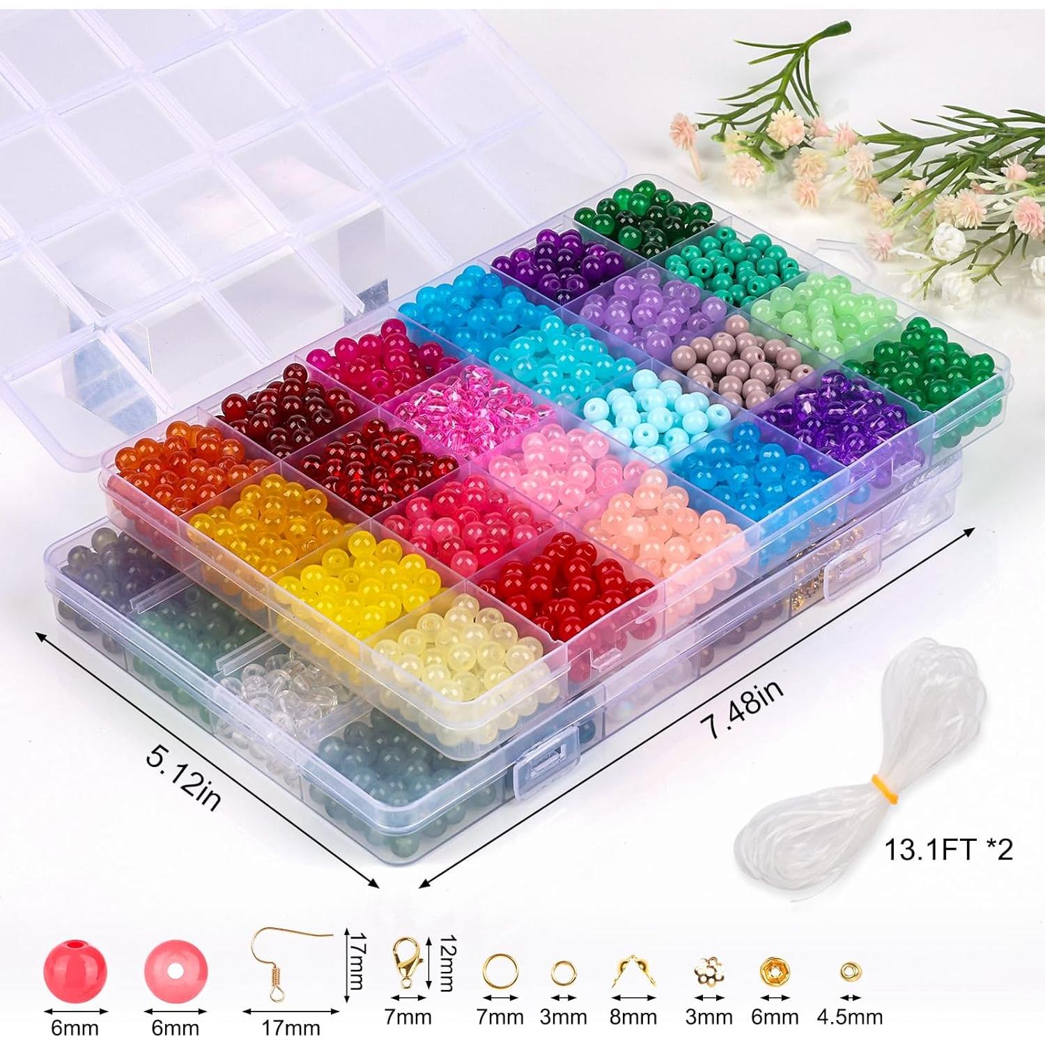 Kit de Perlas de Vidrio 2500 Piezas XSEINO 6mm 46 Colores