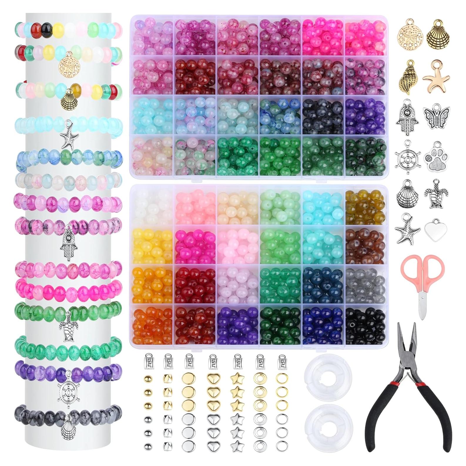 Kit de Perlas de Vidrio LAIDANLA 1400PCS 8mm para Joyería DIY
