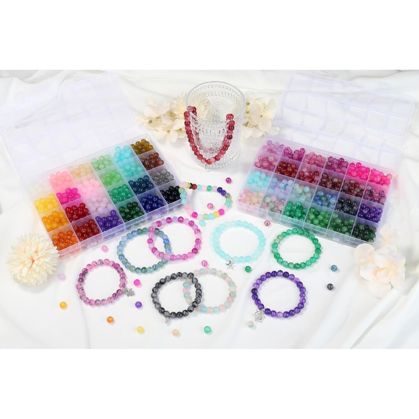 Kit de Perlas de Vidrio LAIDANLA 1400PCS 8mm para Joyería DIY