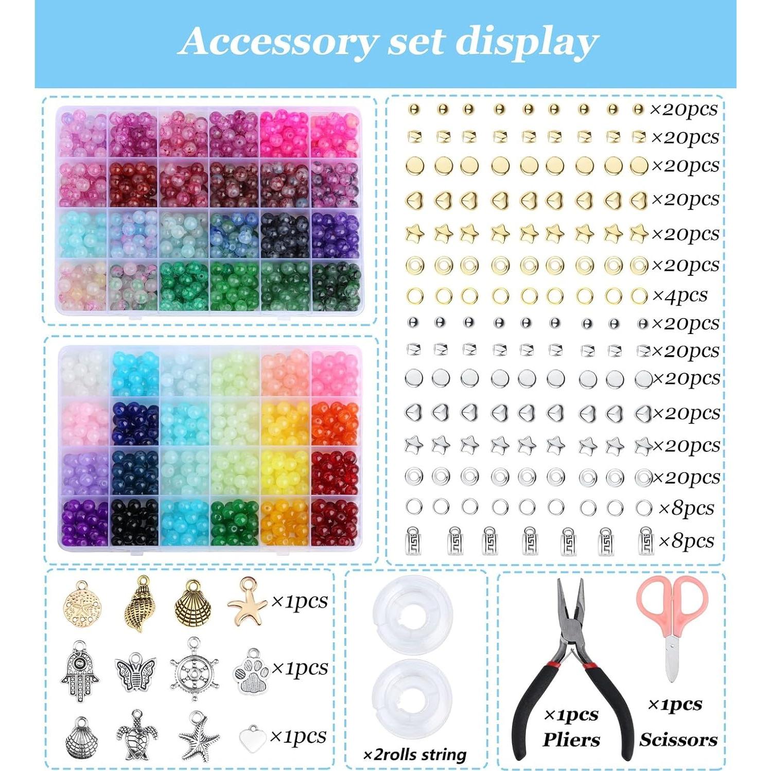 Kit de Perlas de Vidrio LAIDANLA 1400PCS 8mm para Joyería DIY