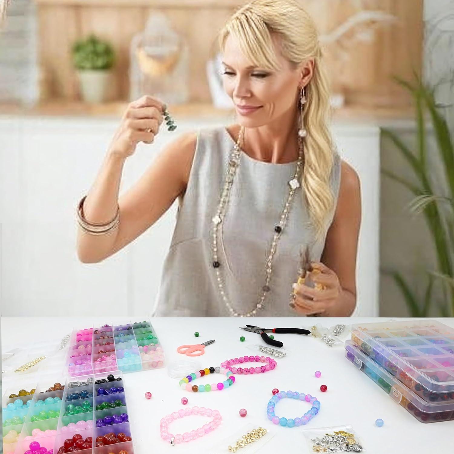 Kit de Perlas de Vidrio LAIDANLA 1400PCS 8mm para Joyería DIY