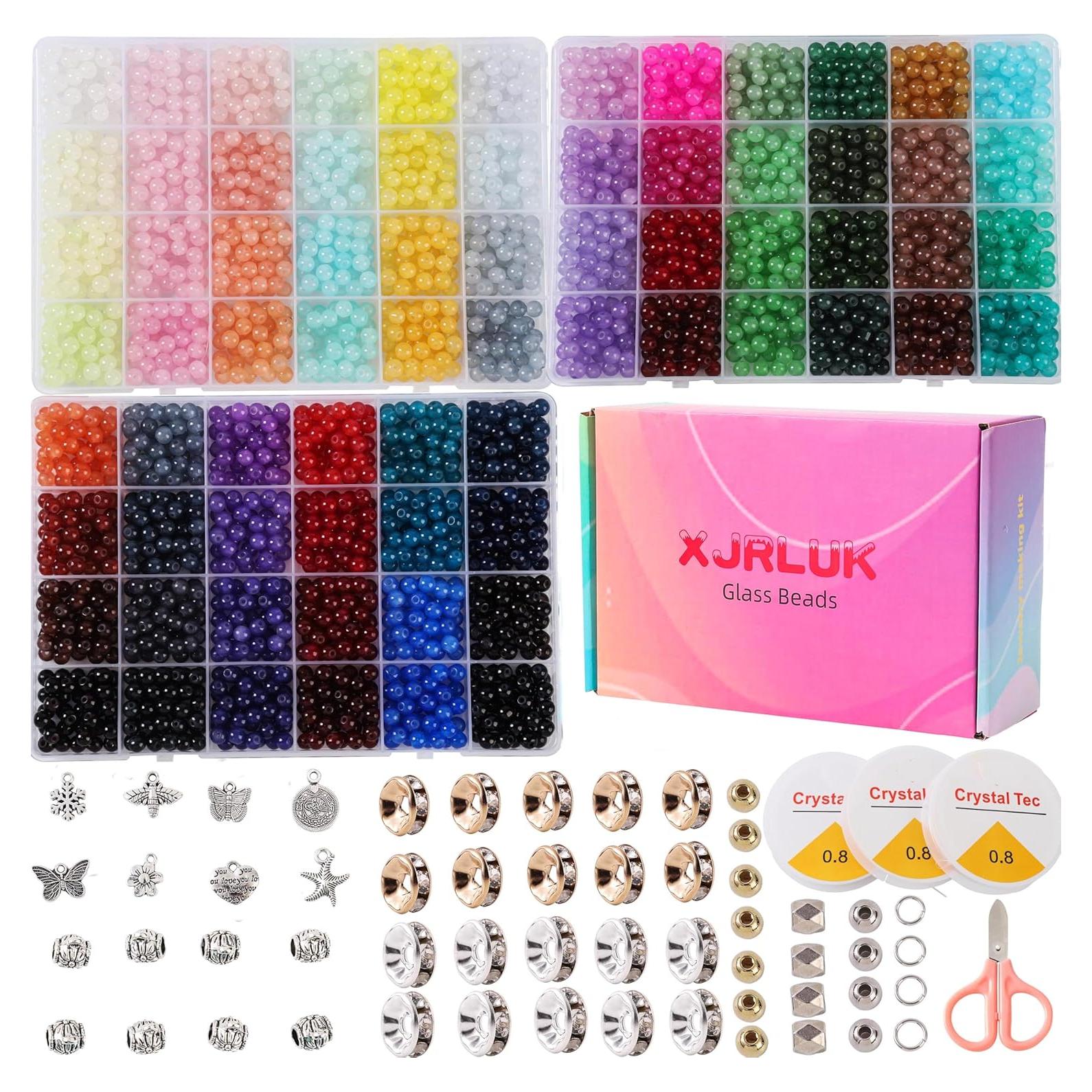 Kit de Fabricación de Pulseras de Cuentas de Vidrio XJRLUK 3000 Piezas 6mm 72 Colores