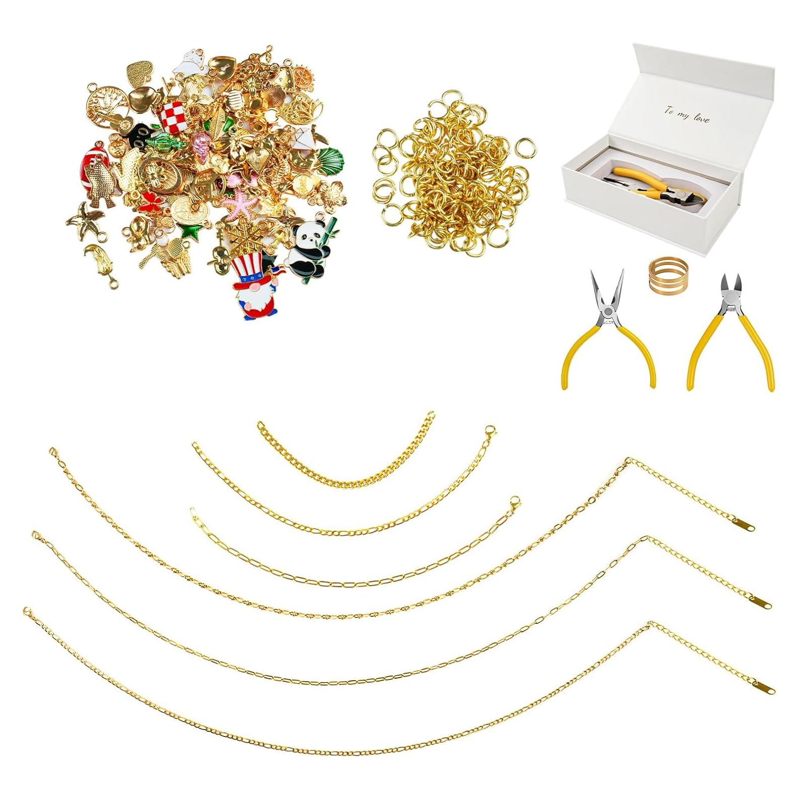 Kit de Joyería DIY Zesirmay 18K - 209 Piezas, Oro