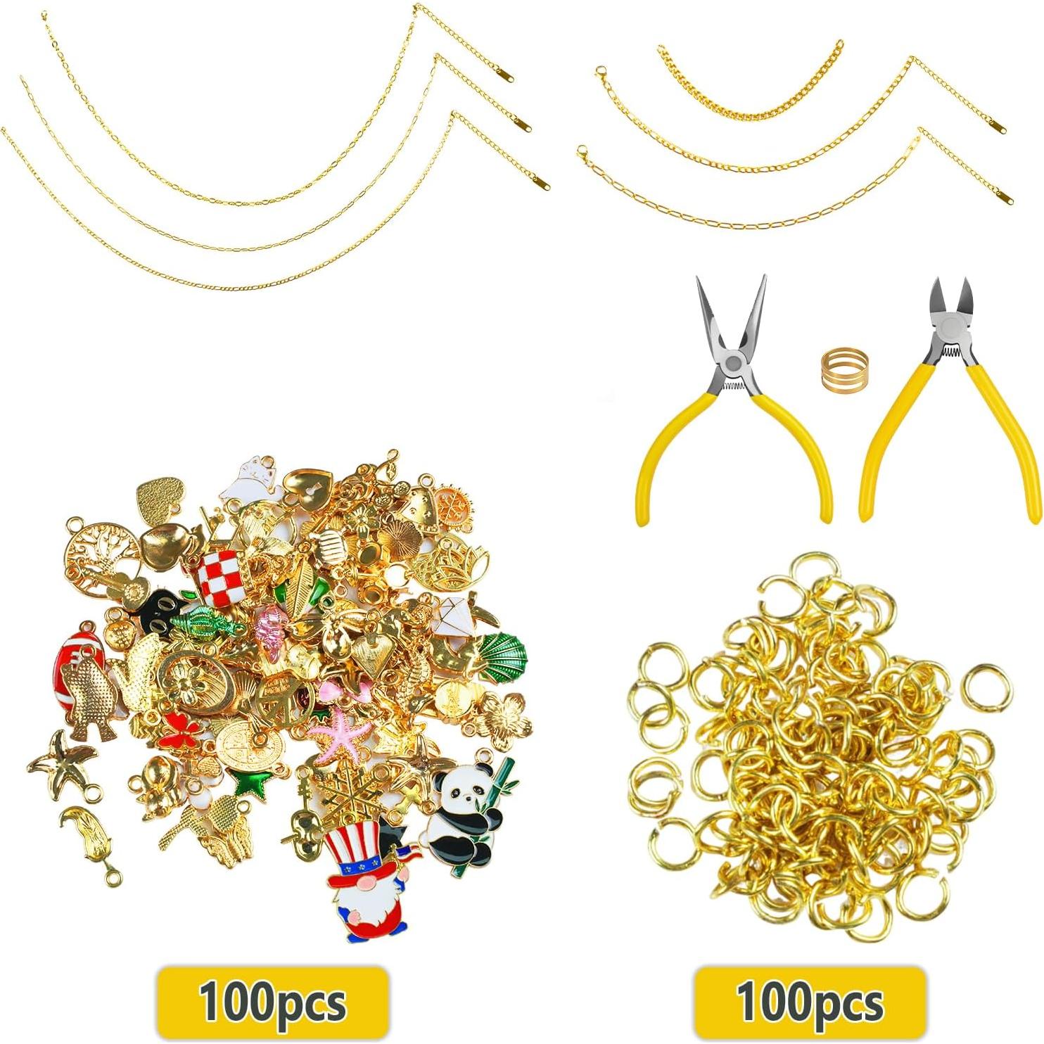 Kit de Joyería DIY Zesirmay 18K - 209 Piezas, Oro
