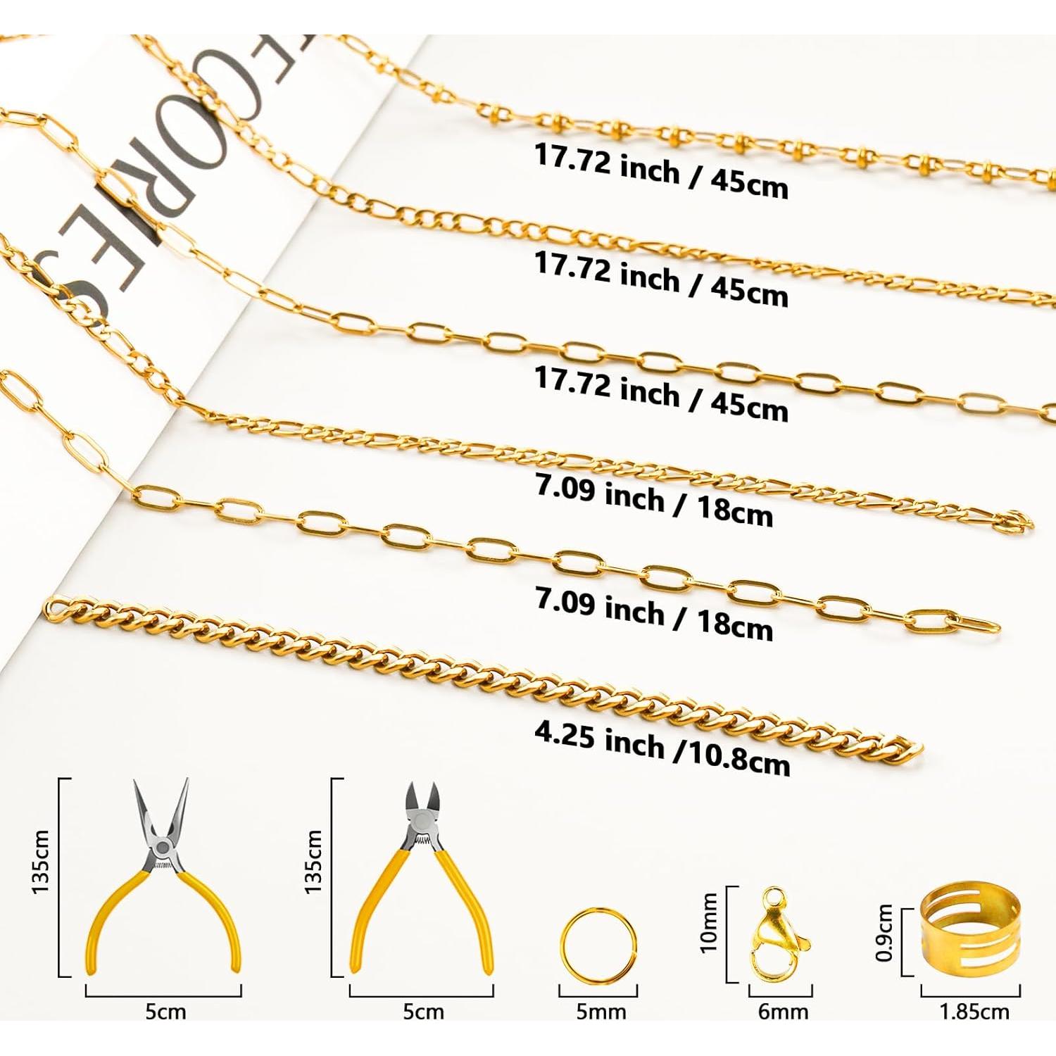 Kit de Joyería DIY Zesirmay 18K - 209 Piezas, Oro