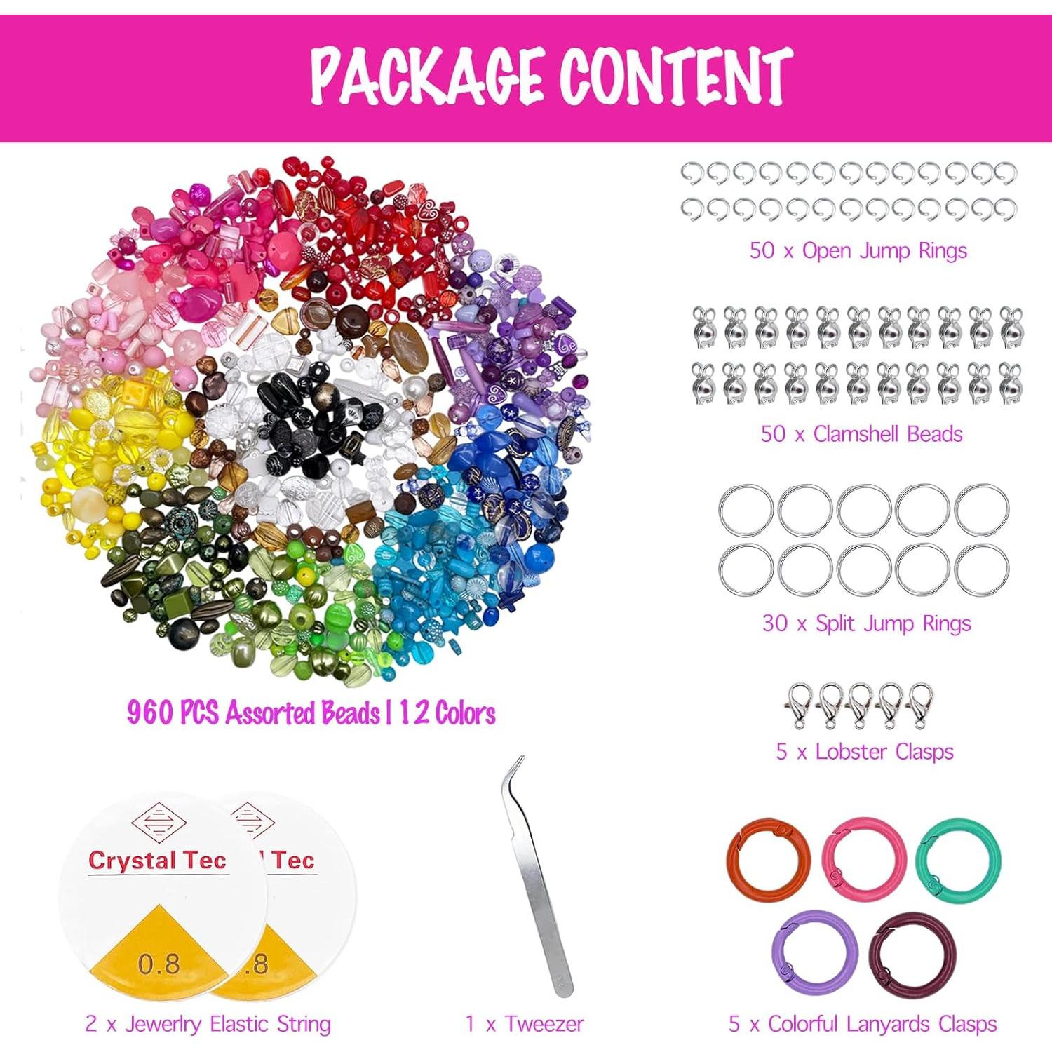 Kit de Fabricación de Joyas BoJia - 1121 Piezas Acrílicas Variadas