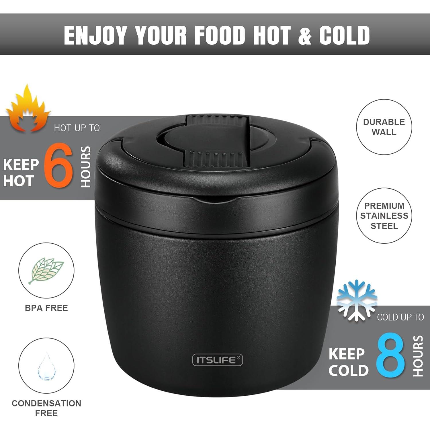 Termo de Sopa Itslife 973ml Acero Inoxidable Aislado Negro