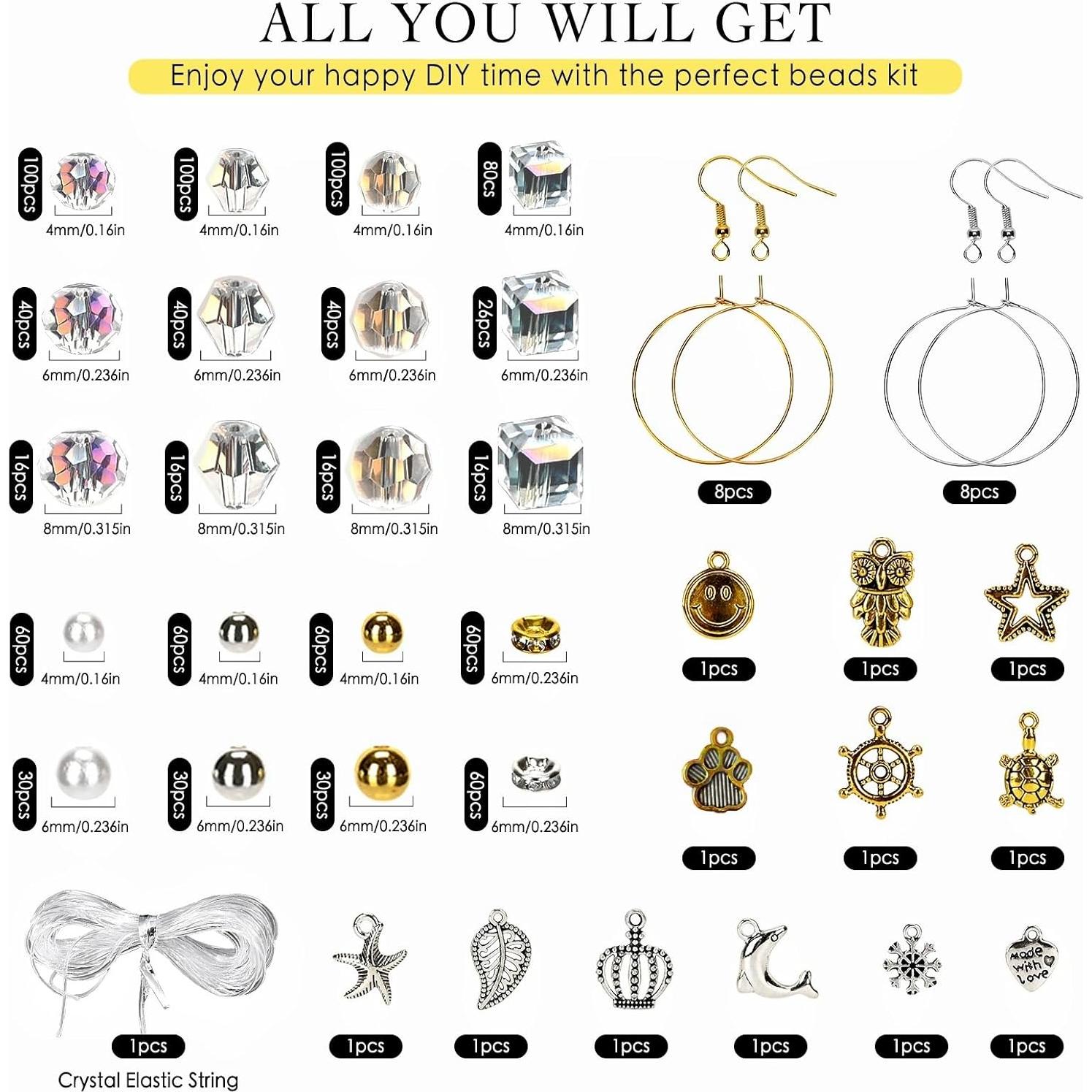 Kit de Pulseras de Perlas de Cristal Vtssvow 590 Piezas