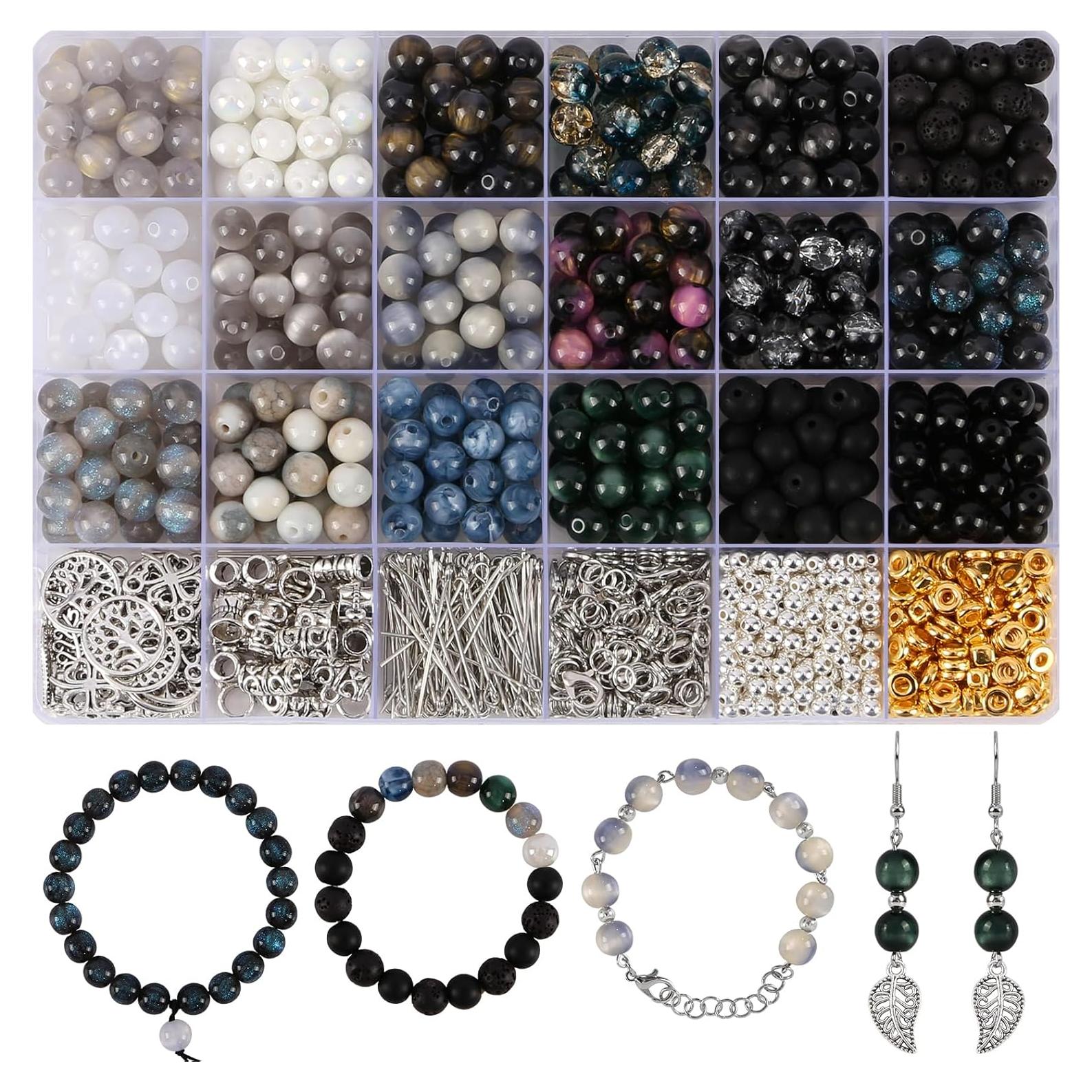 Kit de Perlas de Vidrio RUOMOXI Y 450 Piezas 8mm para Joyas