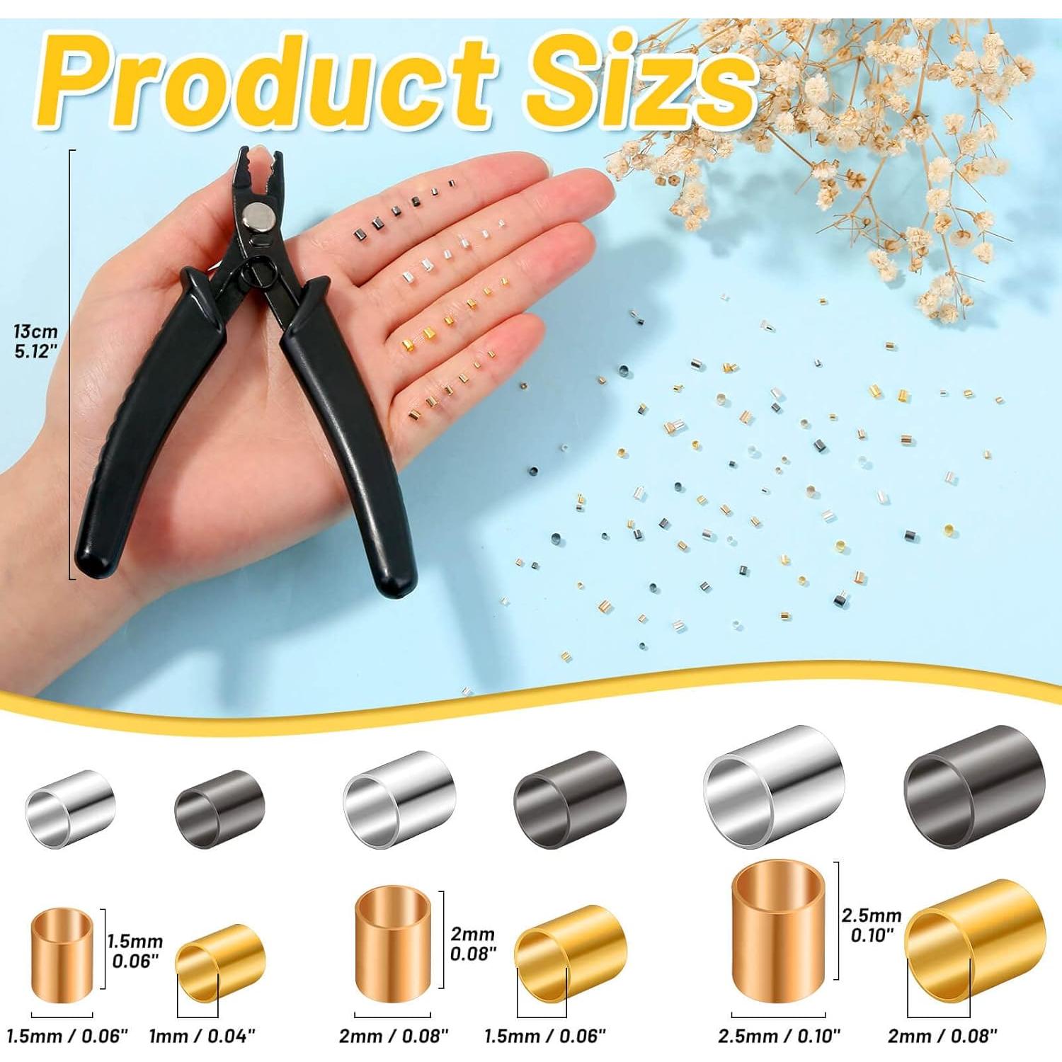 Cuentas de Crimpado Thrilez 2200 Piezas para Joyería DIY