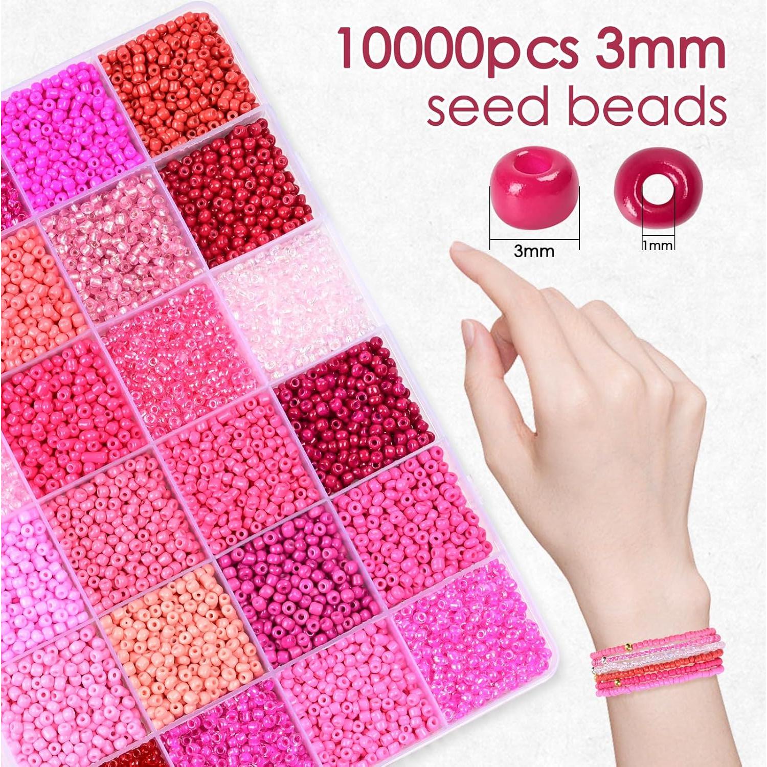 Kit de Cuentas de Vidrio Vtssvow 3mm 10000pcs Mezcla Roja