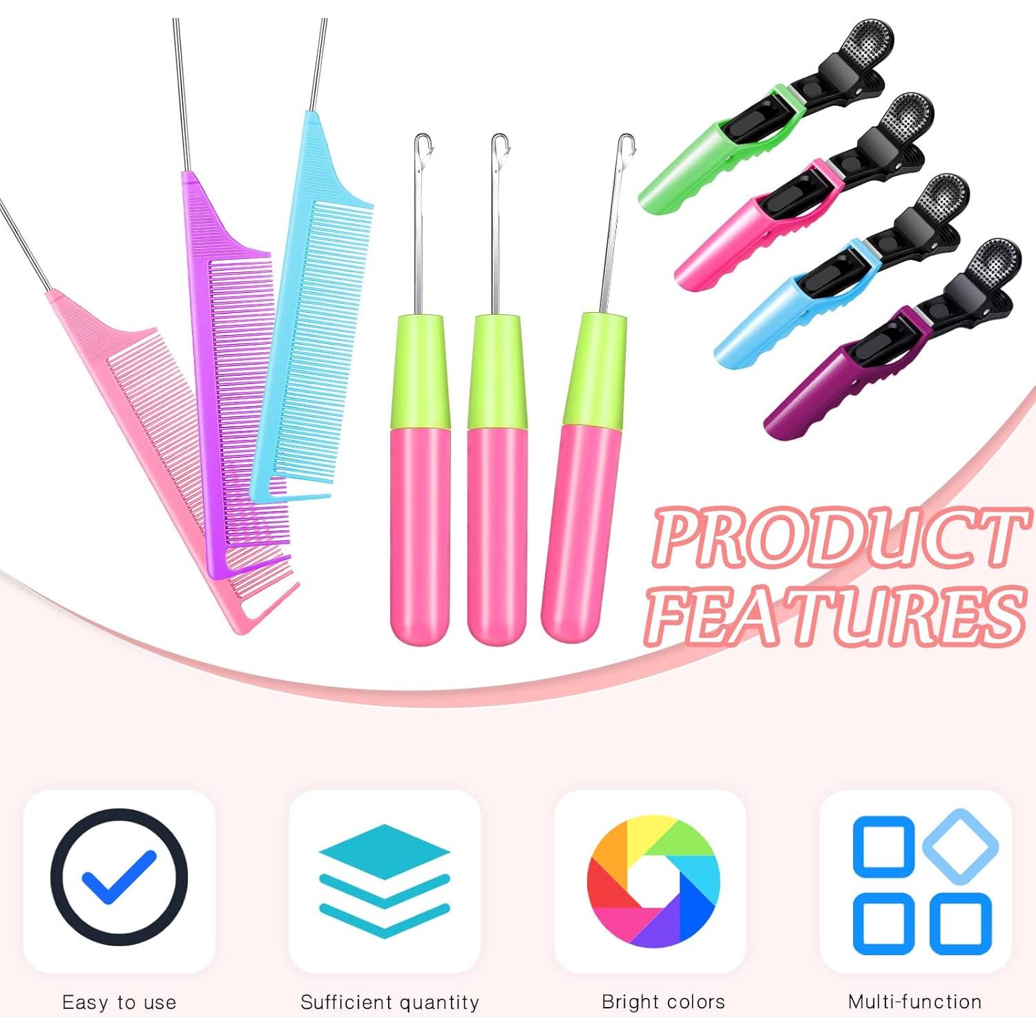 Juego de Agujas de Ganchillo y Clips para Cabello Luinabio - 10 Piezas