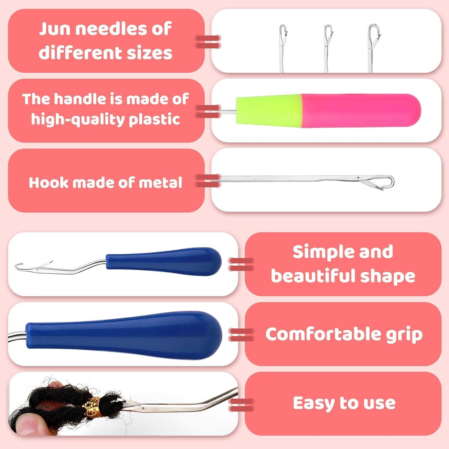 Set de Ganchos de Dreadlock QMNNMA - 6 Piezas, Acero Inoxidable