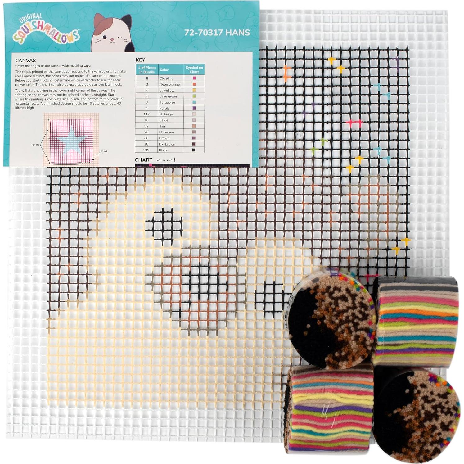 Kit de Latch Hook Dimensions Squishmallows Hans 30x30 cm 6 Piezas