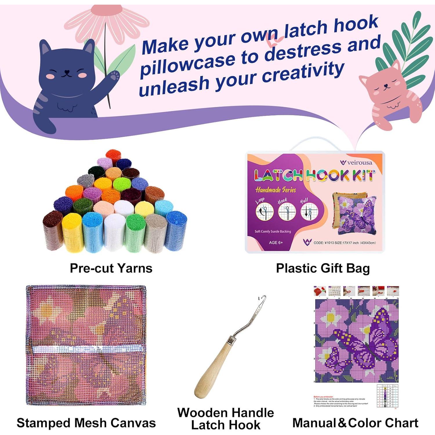 Kit de Ganchillo Latch Hook veirousa Mariposa 43x43 cm