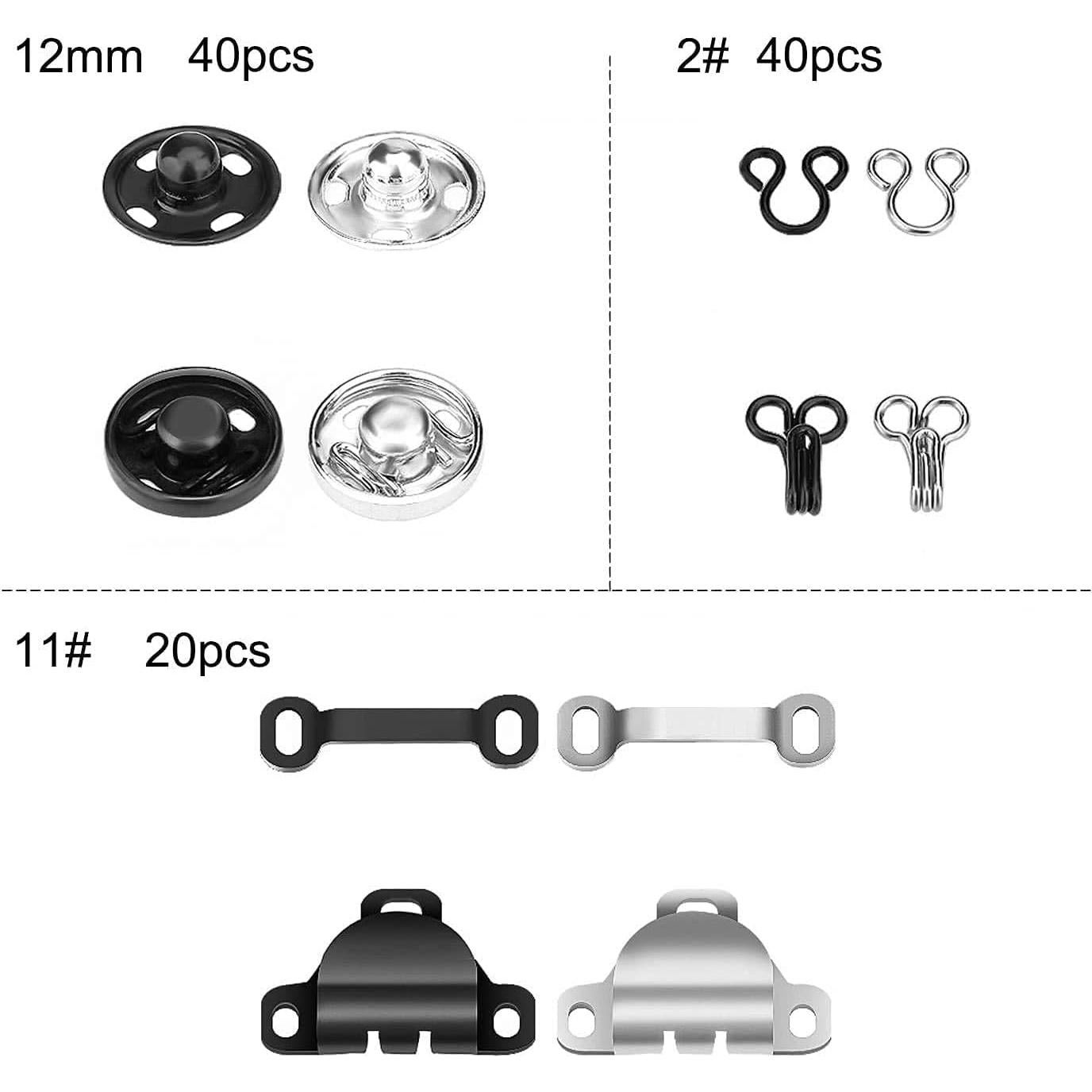 Broches para Coser BeautyChen - 50 Pares, 3 Estilos, 2 Colores