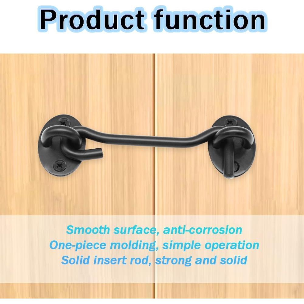 Paquete de 2 Ganchos y Ojos de Privacidad Yosawa 100mm Negro