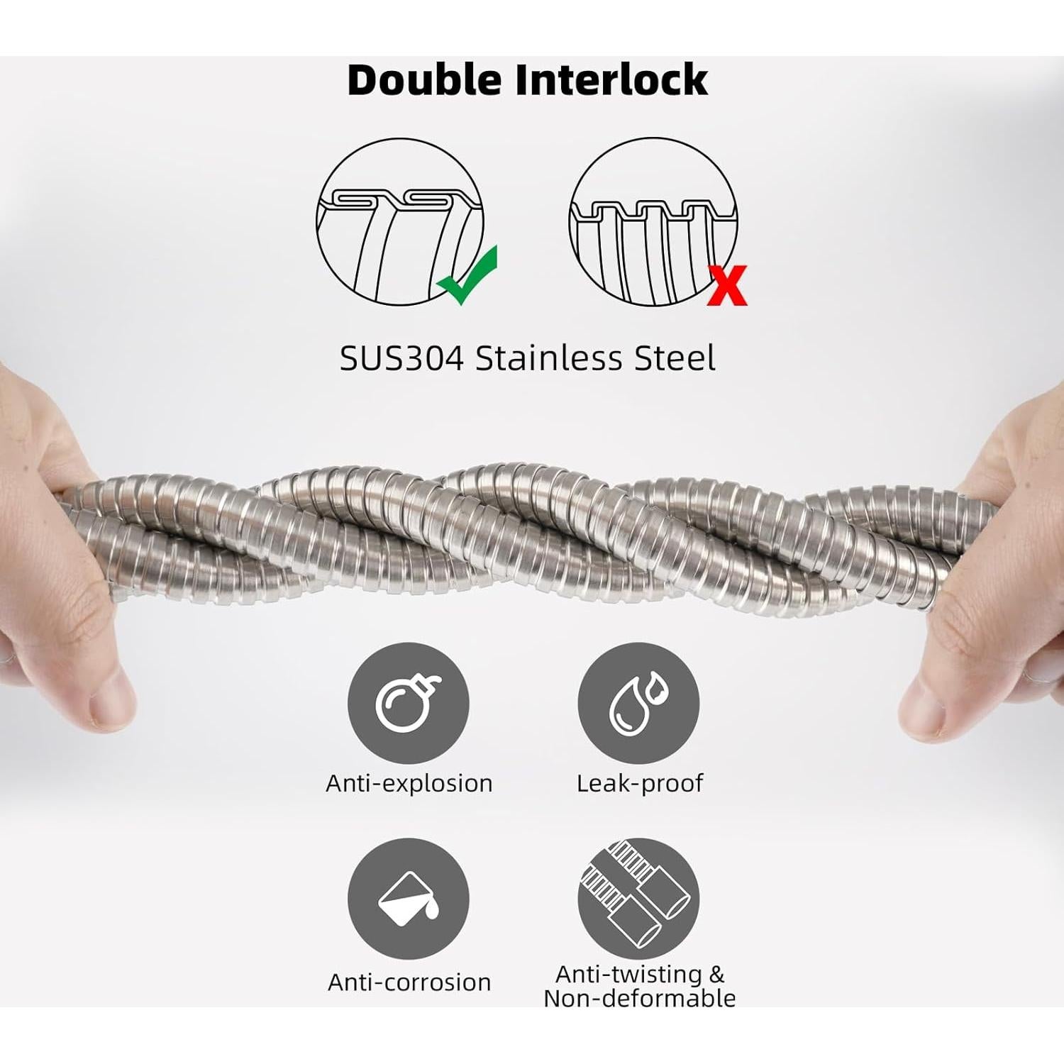 Manguera de Ducha Hibbent 228.6 cm Acero Inoxidable Niquelado