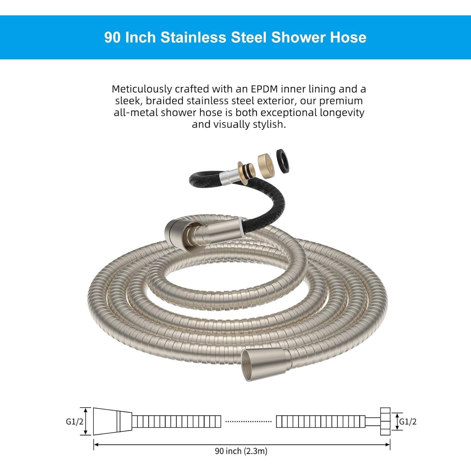 Manguera de Ducha Hibbent 228.6 cm Acero Inoxidable Niquelado