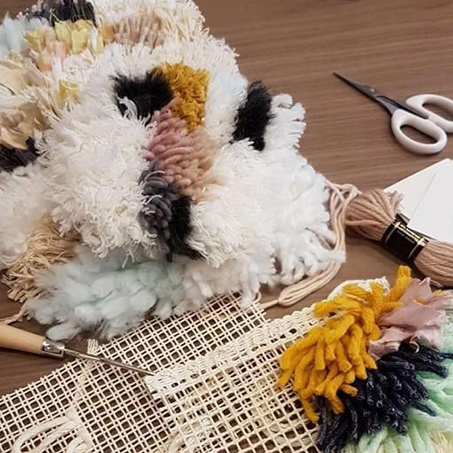 Tela de Malla para Tejer Alfombras Kodrily 50x50cm con Gancho